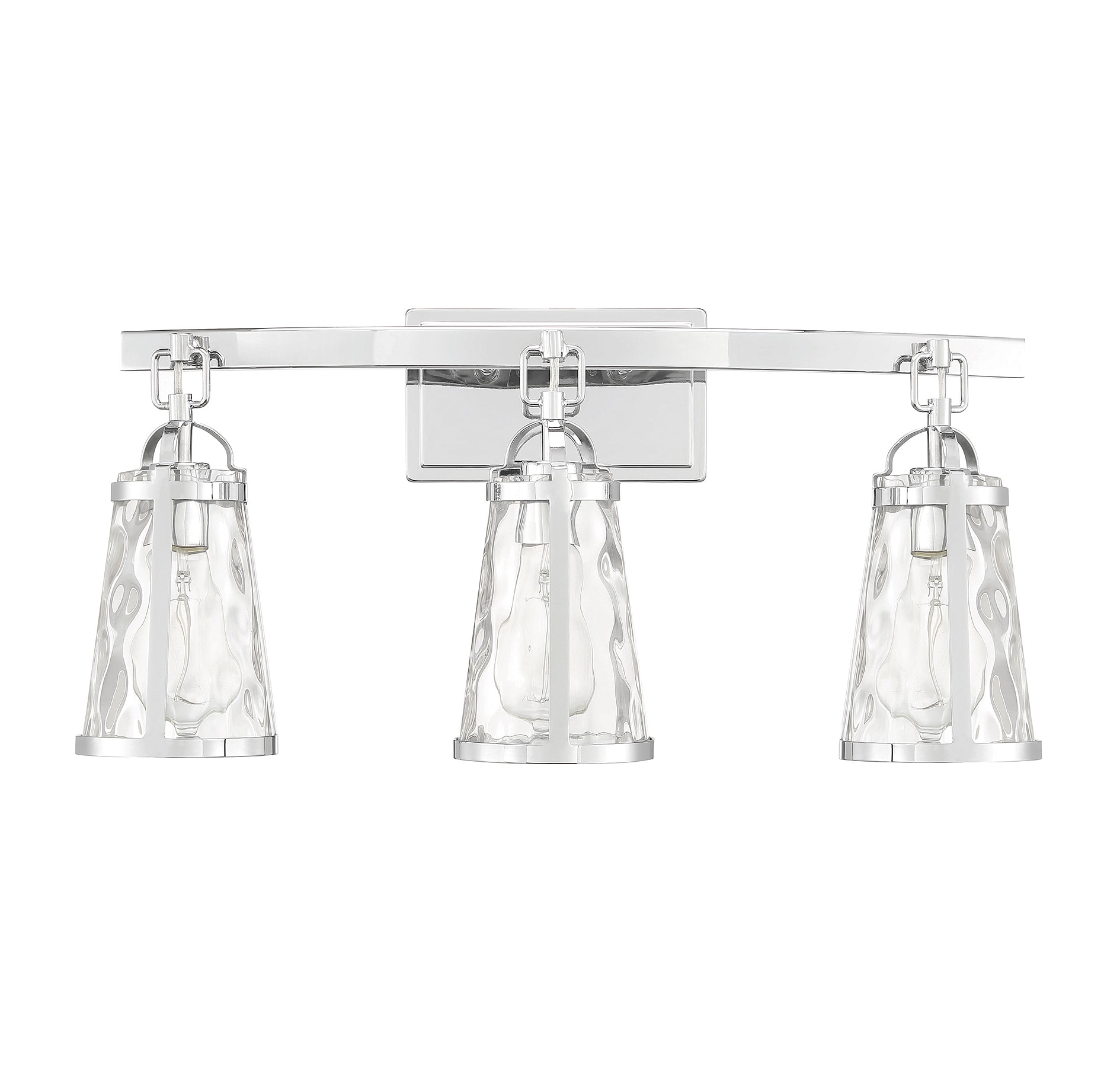 Albany Polished Chrome 3-Light Vanity with Water Glass Shades