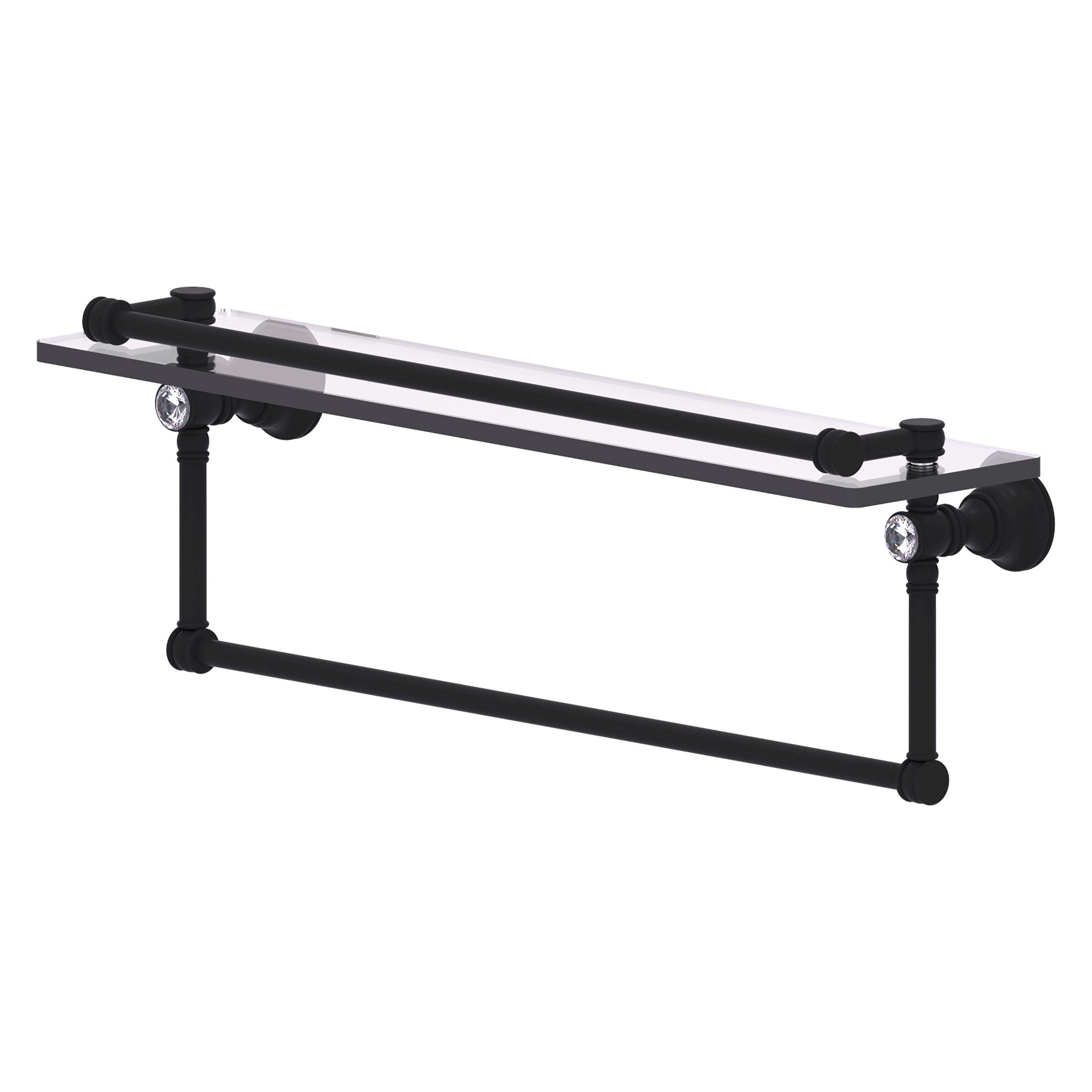 Allied Brass CC-1-22-TB-GAL-BKM Carolina Crystal Matte Black Wall mount Bathroom Shelf ( 22-in x 7.4-in x 5-in )