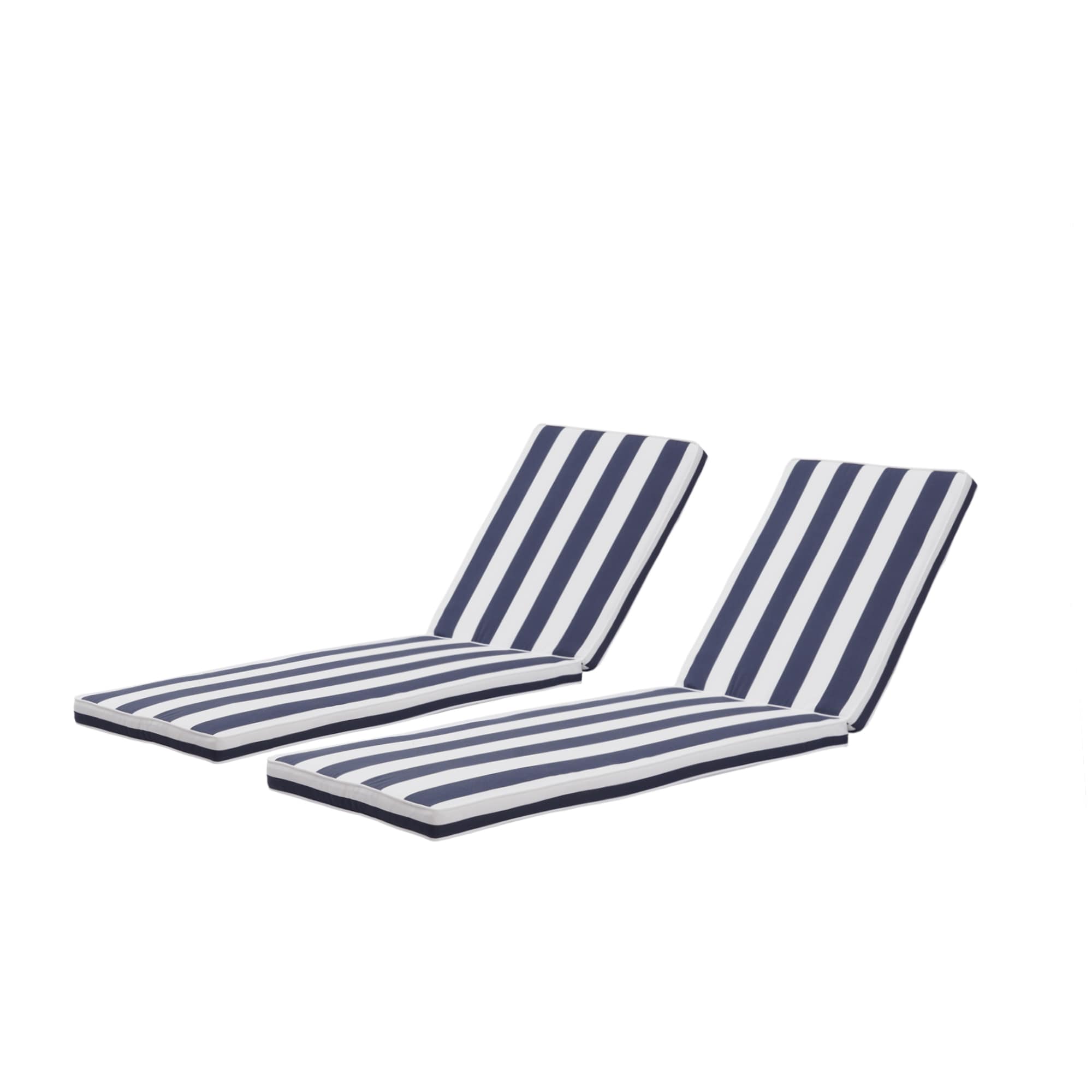 AHIOU HOME ZAAHG-P168641CU Melissa 42.9-in x 22.05-in 2 -Piece Blue and White Striped Patio chaise lounge chair cushion