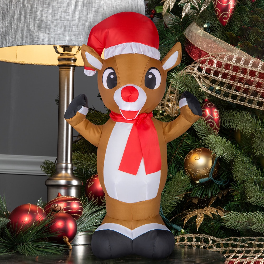 Rare 7 ft Gemmy airblown inflatable Rudolph the Red Nose on sale Reindeer Christmas Barn