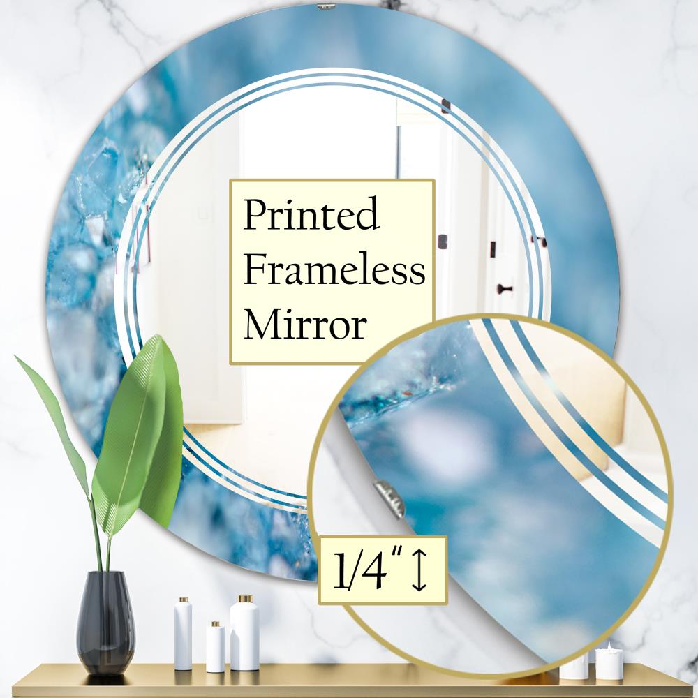 Designart 24-in W x 24-in H Round Blue Polished Frameless Wall Mirror ...