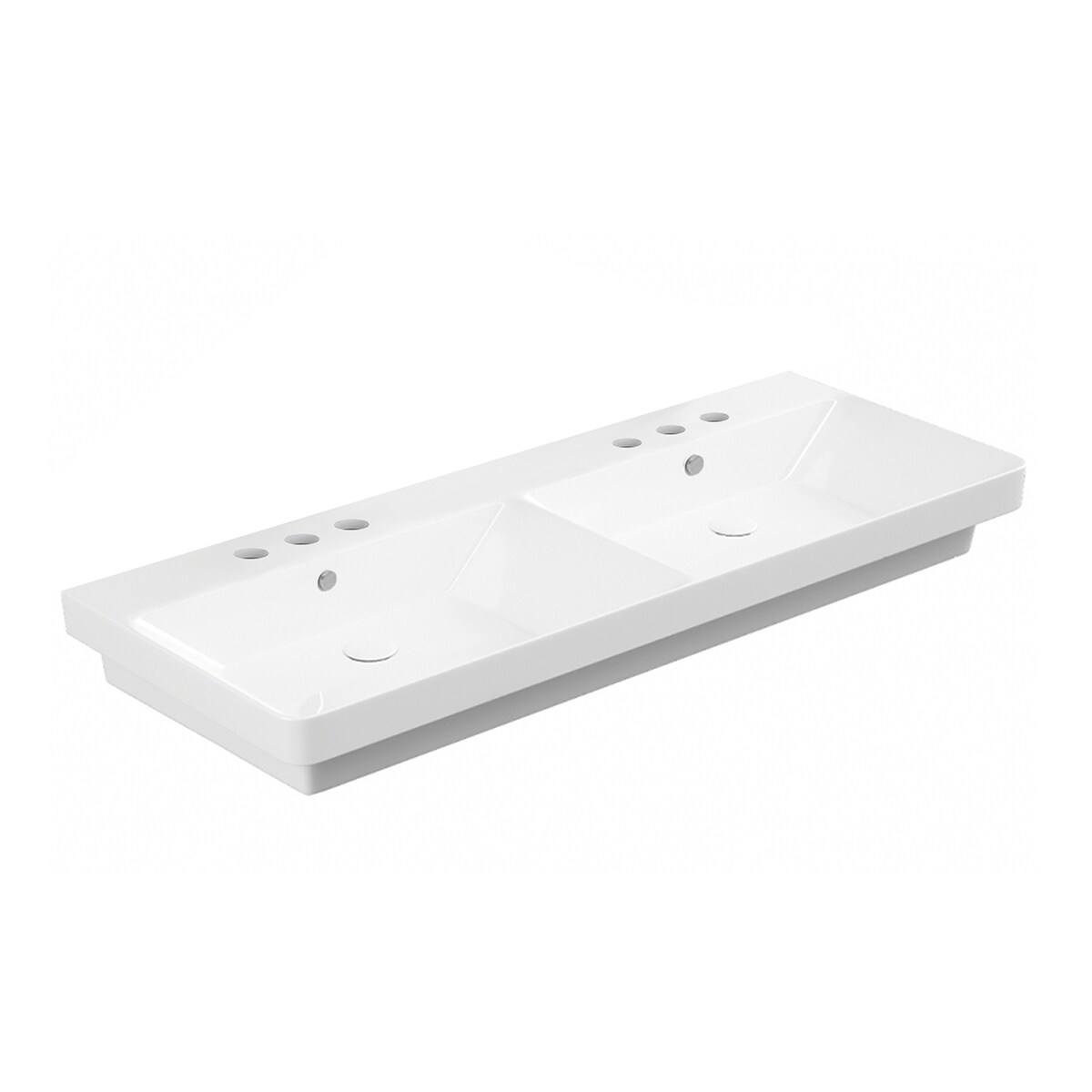 WS Bath Collections LUXURY 120.03 WG Luxury Ceramic 18.1-in Wall-mount Rectangular Modern Glossy White Bathroom Sink