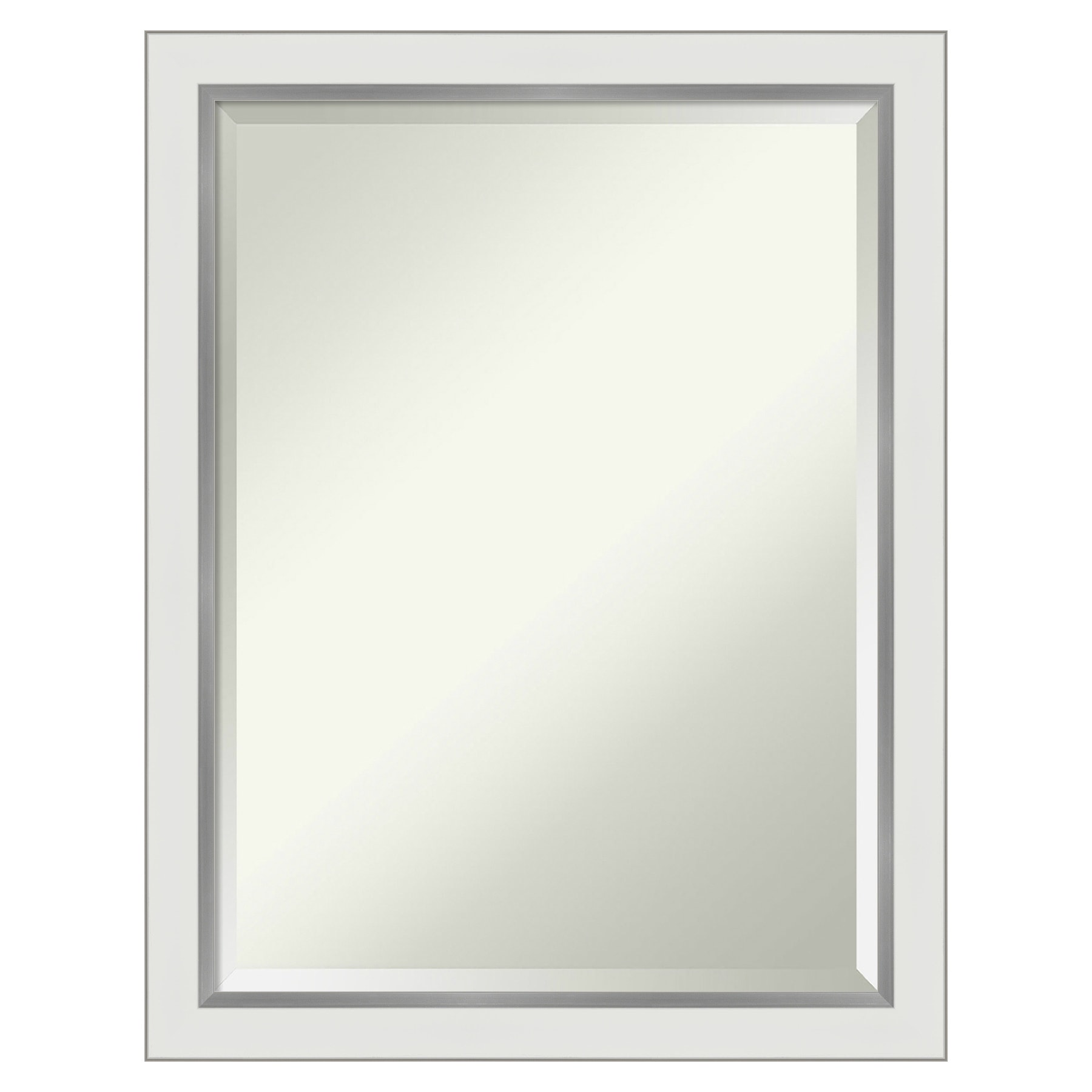 Amanti Art DSW4593119 Eva 21-in x 27-in Framed Rectangle Bathroom Vanity Mirror ( Satin Silver,White )