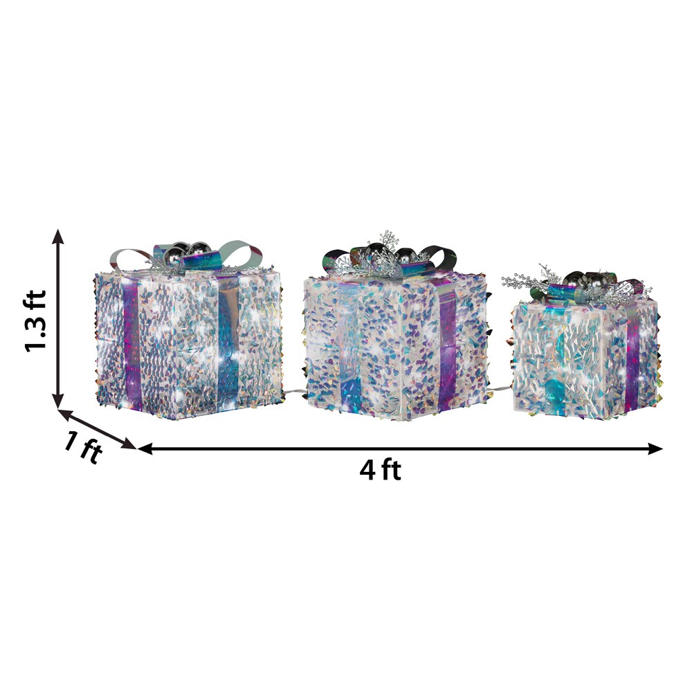 Holiday Living 3-pack 15-in LED Sparkle Frozen Fractals Gift Box