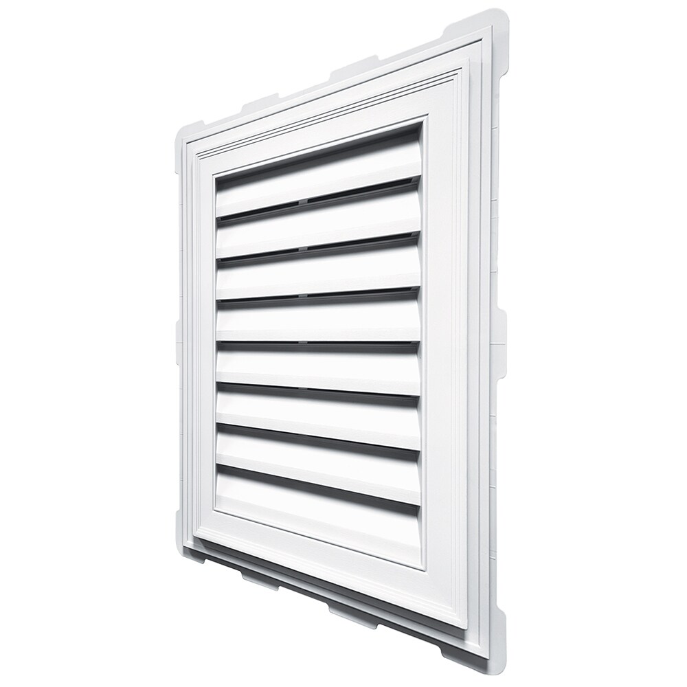 Builders Edge 18-in x 24-in White Rectangle Vinyl Gable Louver Vent in ...