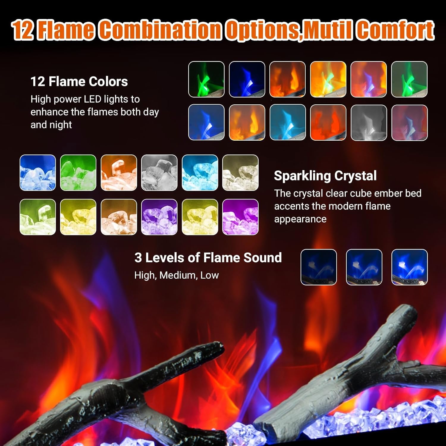 Qeetex LHF-BL-QEC89012 Electric-Fireplaces - View #3