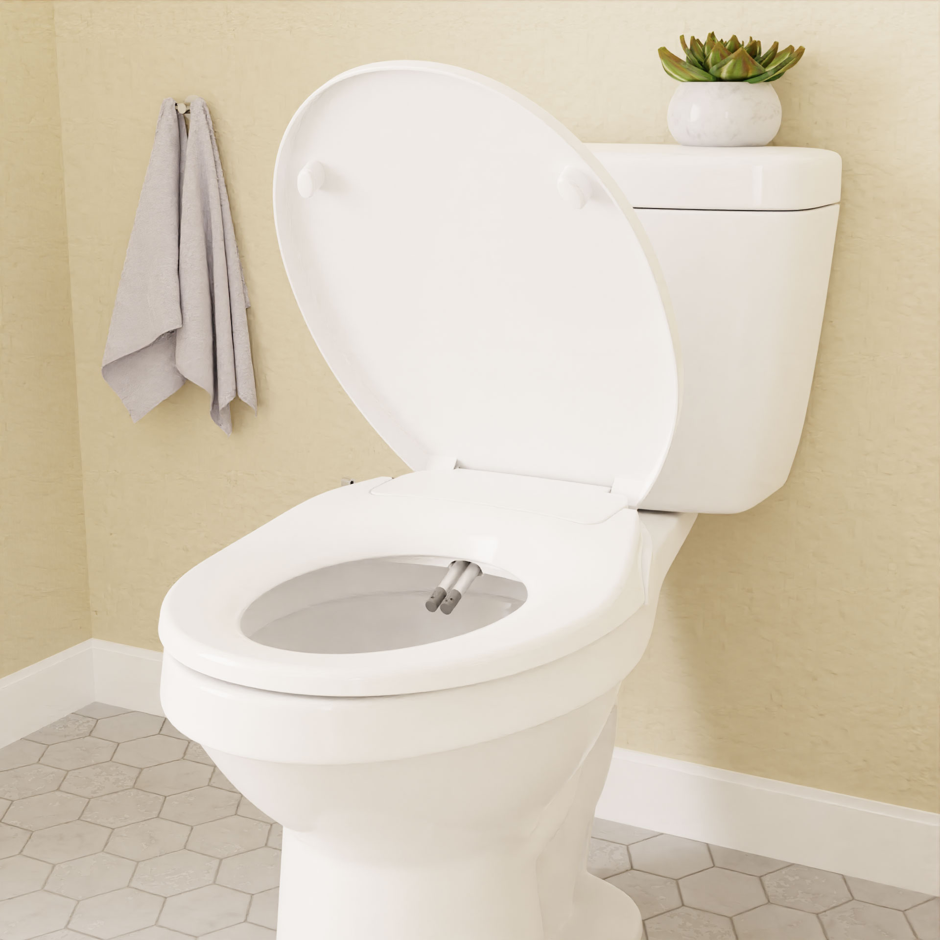 Evekare Water Powered Night-Glow Bidet Toilet Seat, Double Nozzle