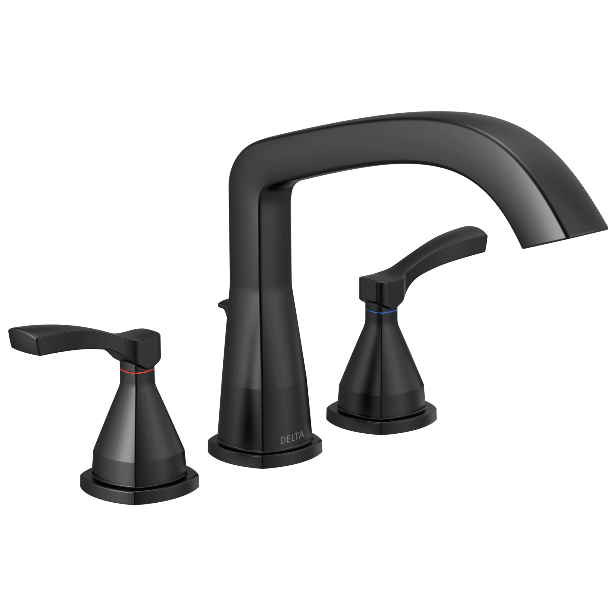 Delta T2776-BL Stryke Matte Black 1-handle Deck-mount Roman Low-arc Bathtub Faucet