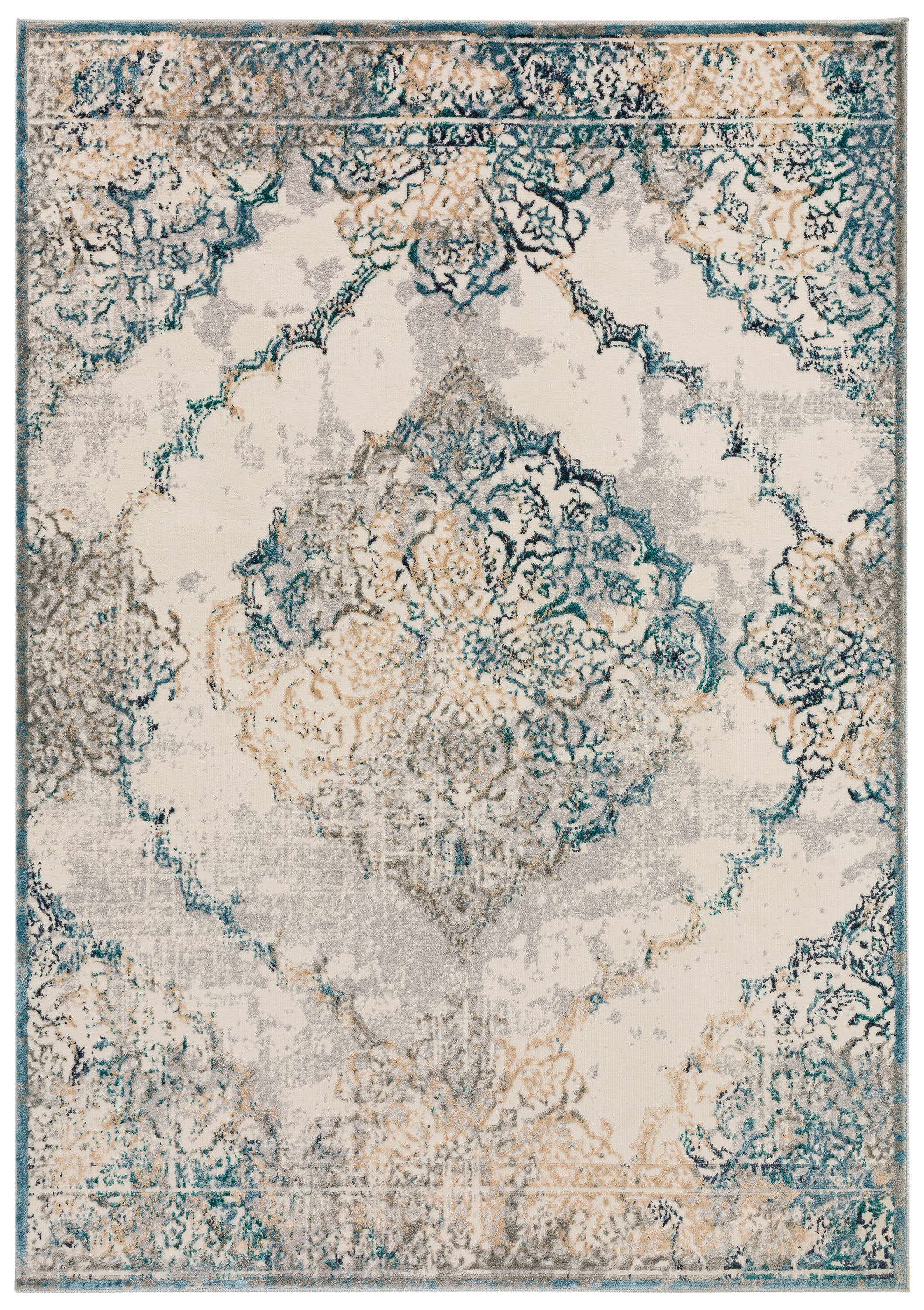 Addison Rugs AGR36BL3X5 Grayson 3 x 5 (ft) Polyester Blue Rectangular Indoor Medallion Vintage Area rug