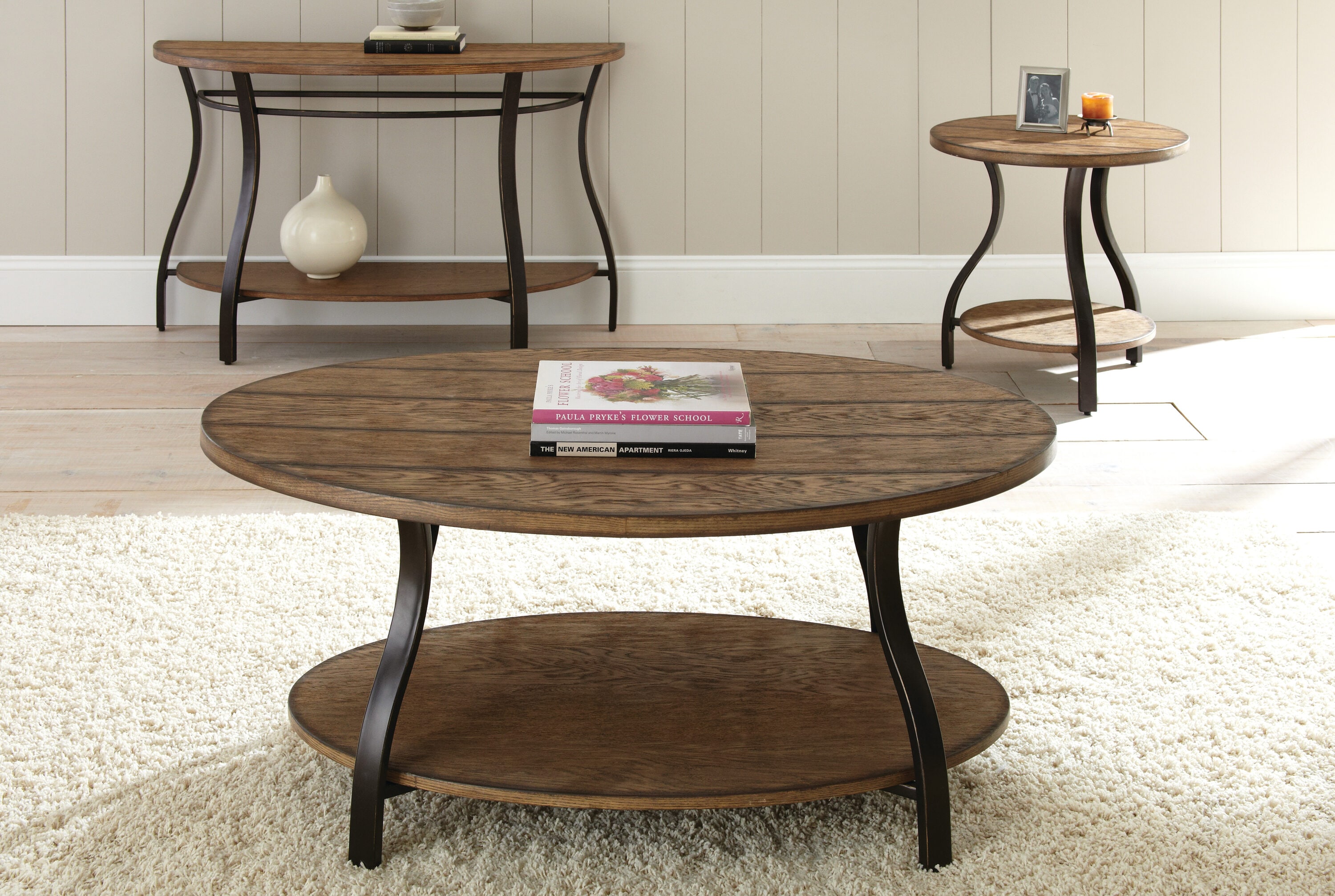 Steve Silver DN200C Denise Oak Brown Oak Wood veneer Casual Coffee Table with Storage