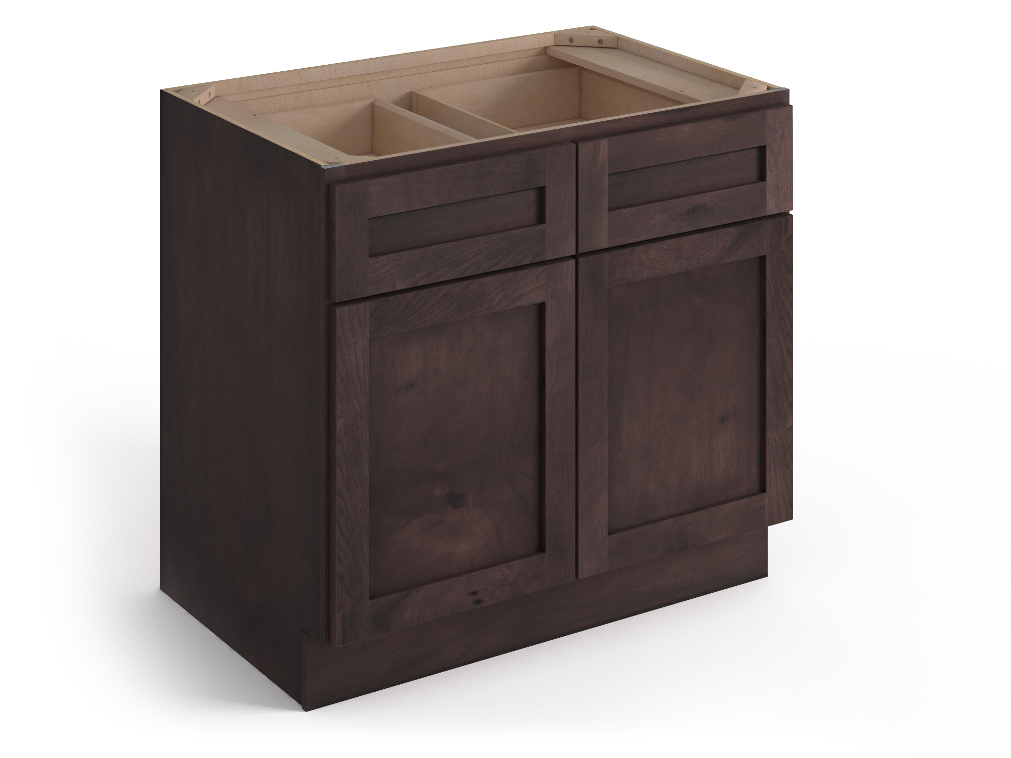 Valleywood Cabinetry 30-in W x 34.5-in H x 24-in D Rustic Hickory 2-Drawer Base Ready To Assemble Plywood Cabinet (Flat Panel Style)
