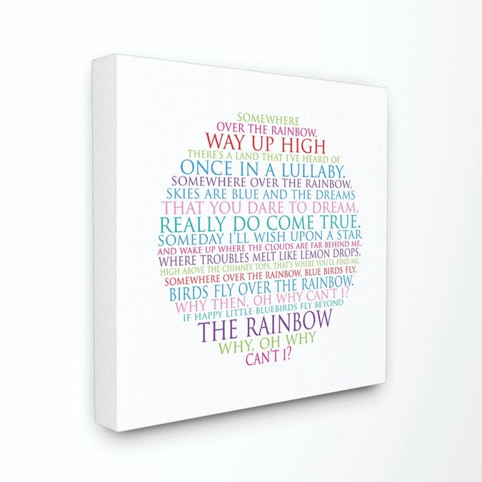 17 x 1.5 x 17 Proudly Made in USA Stupell Industries brp-1755_cn_17x17 Stupell Home Décor Somewhere Over The Rainbow Circle Typog Stretched Canvas Wall Art 