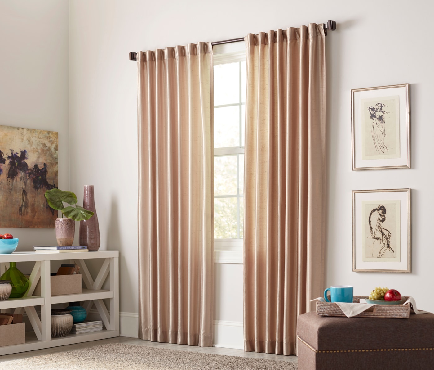 allen roth 18-in Sand Light Filtering Standard Lined Back Tab Single  Curtain Panel in the Curtains  Drapes department at