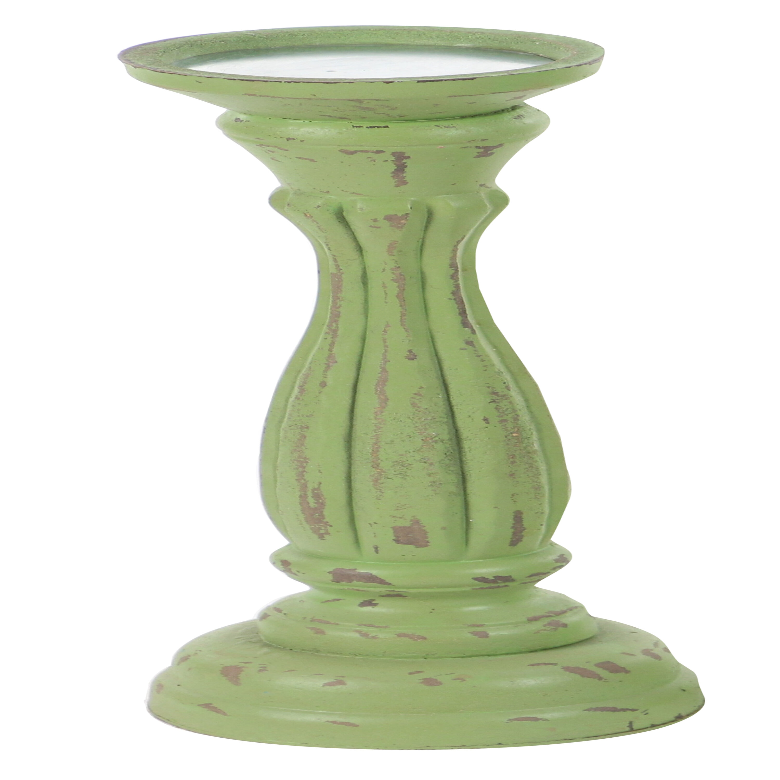 Elegant Green Wood Candle Lantern Trio 15" Height