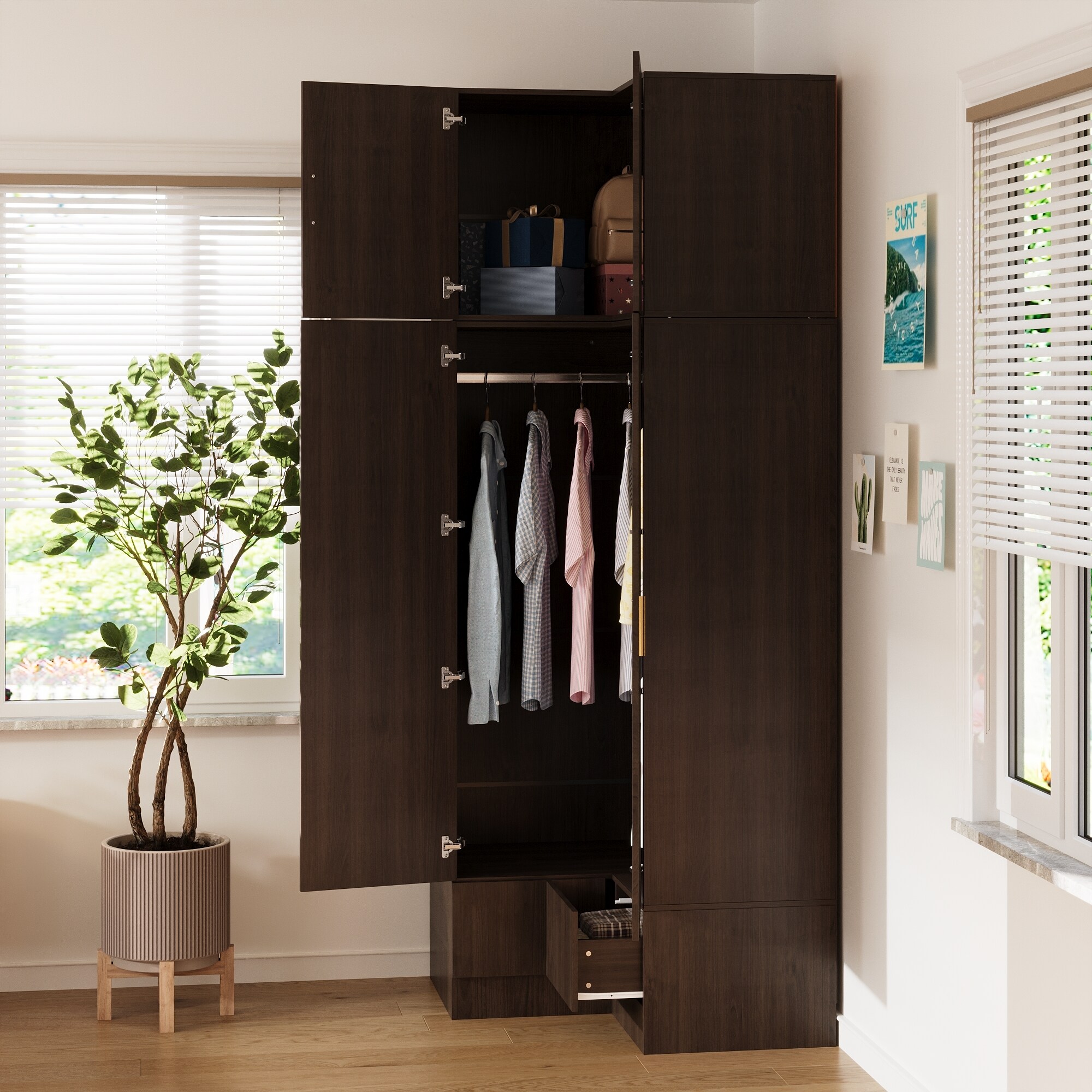 FUFU&GAGA Dark Browm Armoire in the Armoires department at Lowes.com