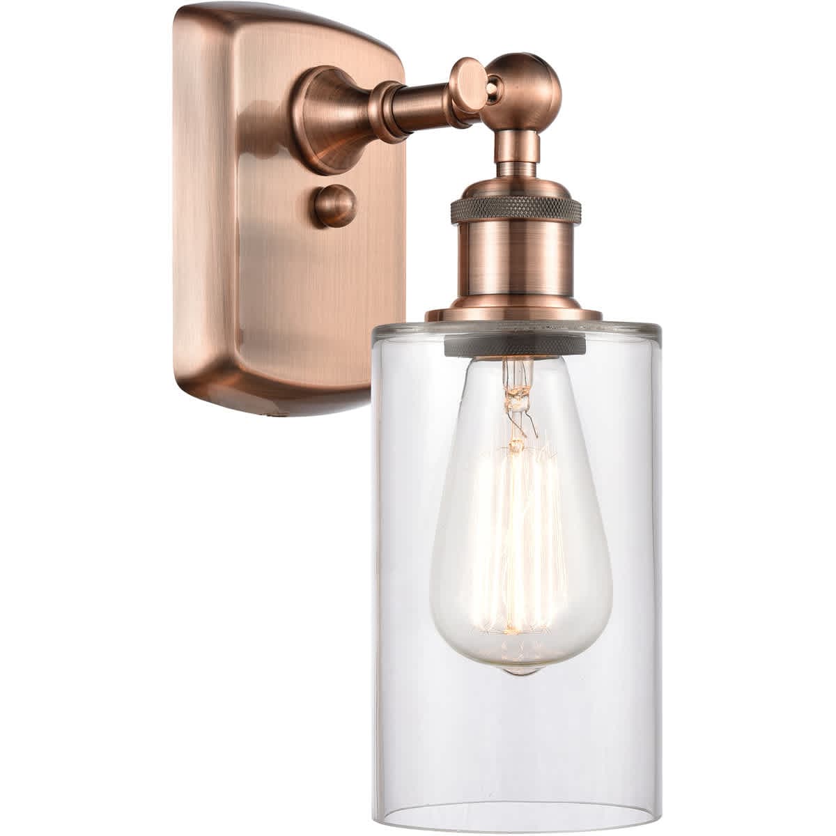 Innovations Lighting - Clymer 3.88-in W 1 -Light Antique Copper Hardwired Damp rated Wall Sconce