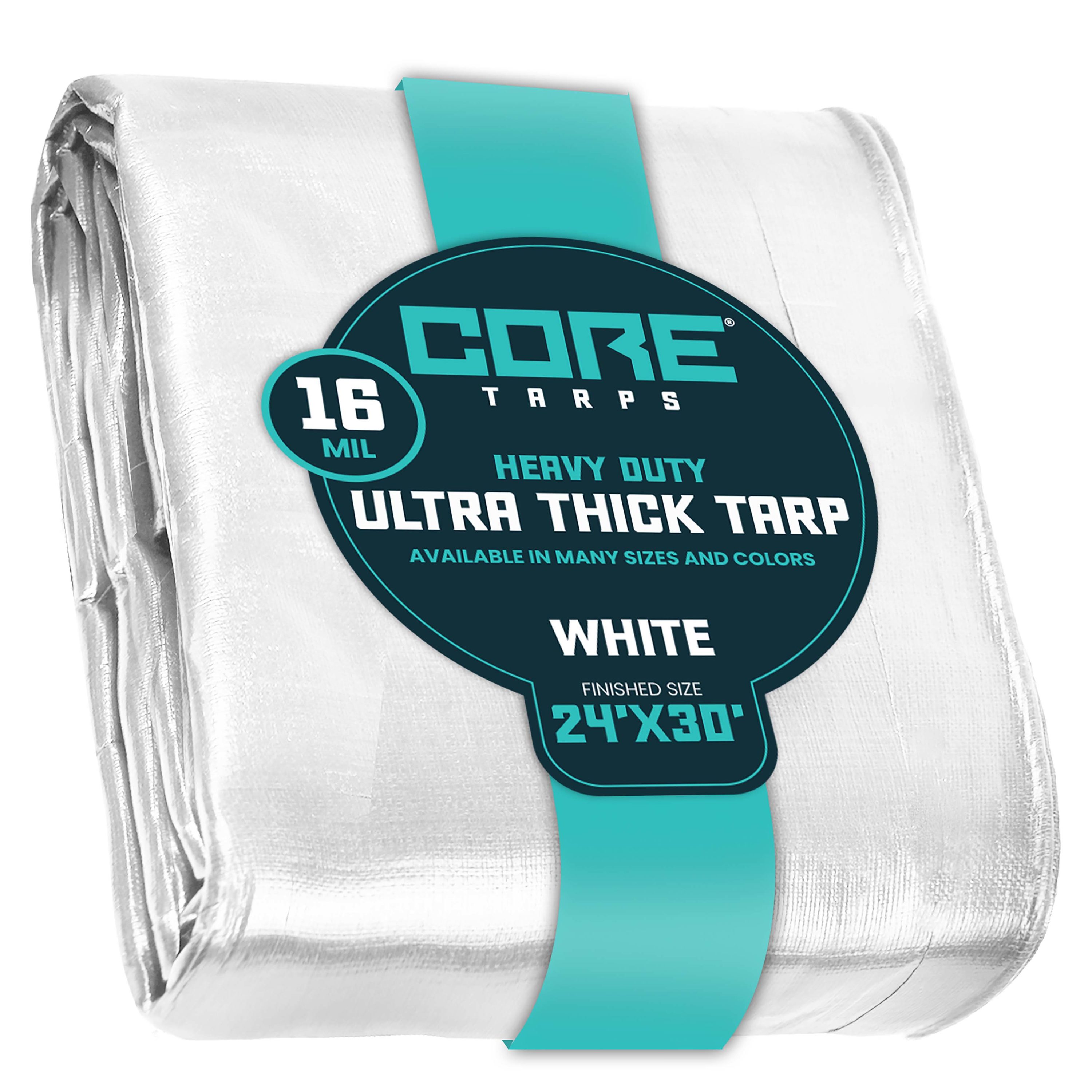 Core Tarps CT-304-24X30 24-ft x 30-ft White Waterproof Commercial Polyethylene 16-Mils Tarp
