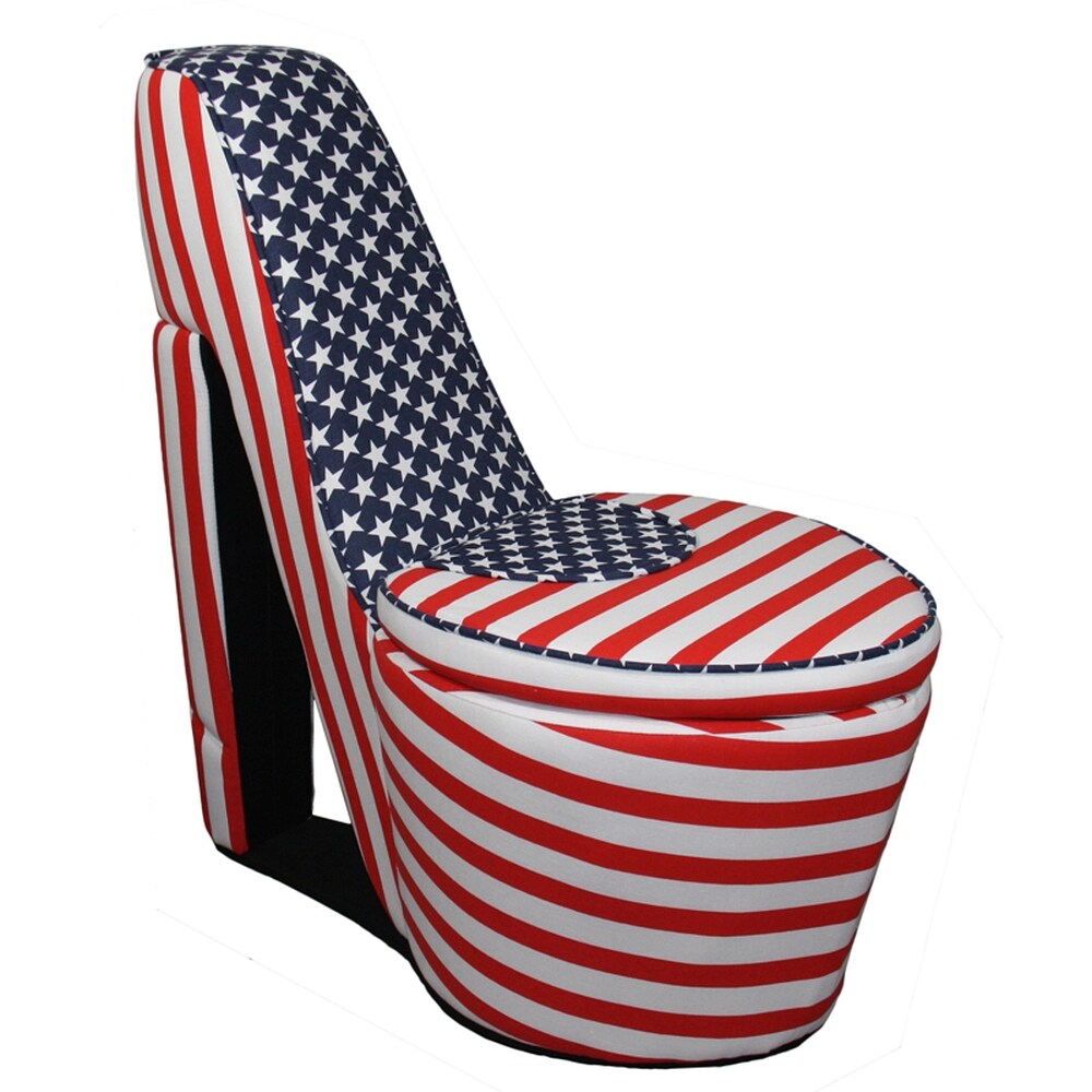 Modern American Flag Print Accent Chair Polyester | - ORE International HB4565
