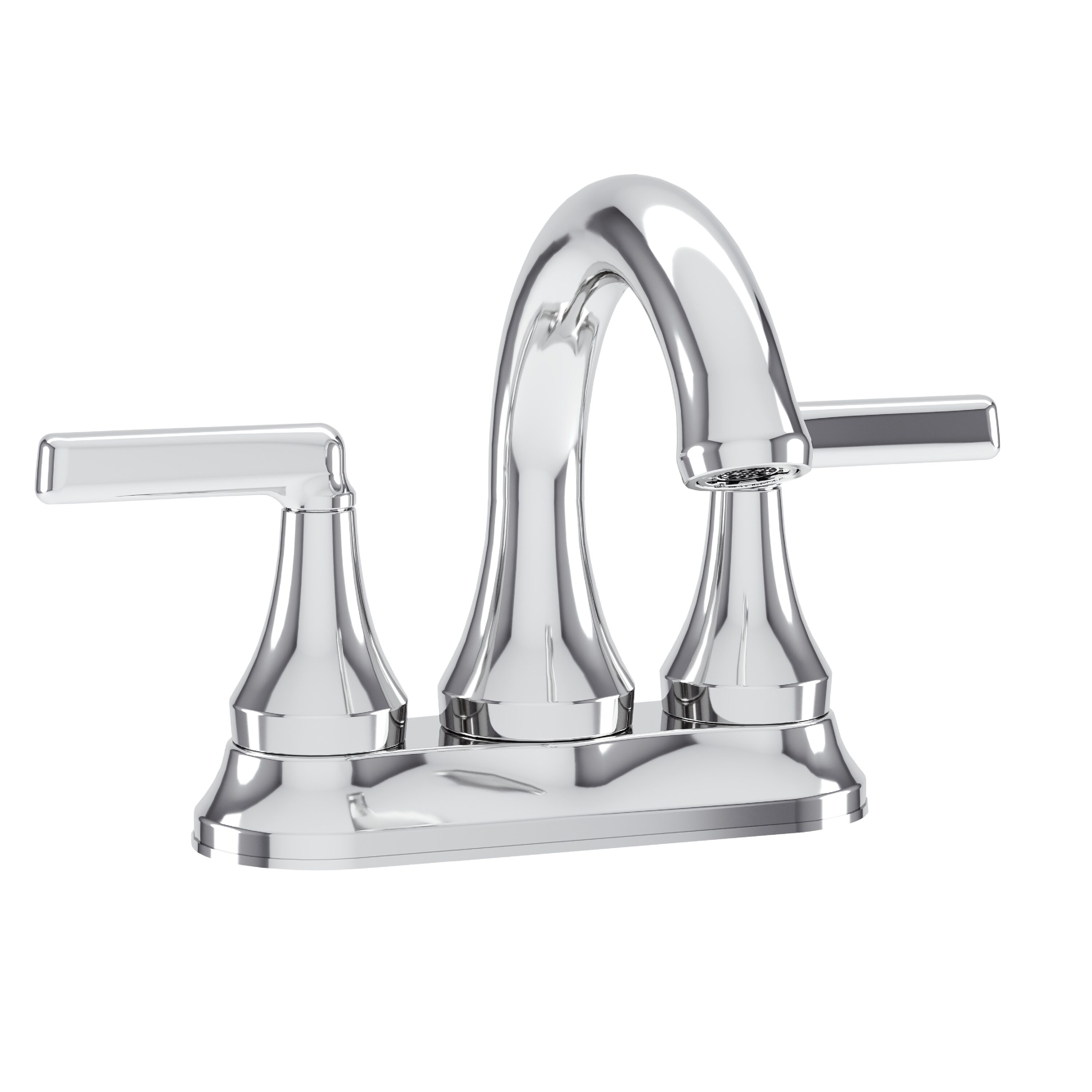 Symmons SLC5912PP Birch Polished Chrome 4-in centerset 2-handle WaterSense High-arc Commercial/Residential Handle Bathroom Sink Faucet with Drain with Deck Plate