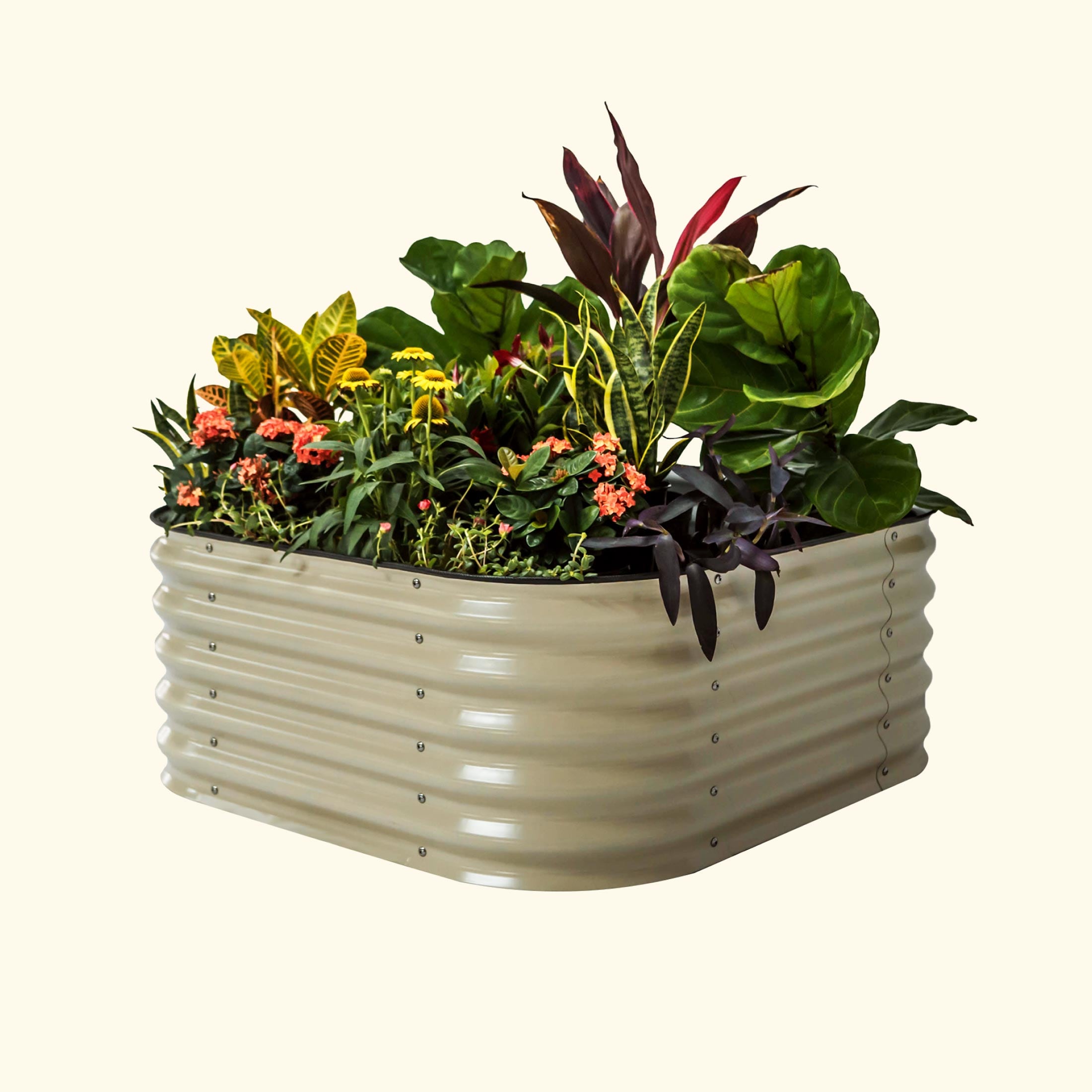 Vego Garden 17-cu ft 42-in W x 42-in L x 17-in H Pearl White Galvanized Metal Raised Garden Bed #VB4N117W