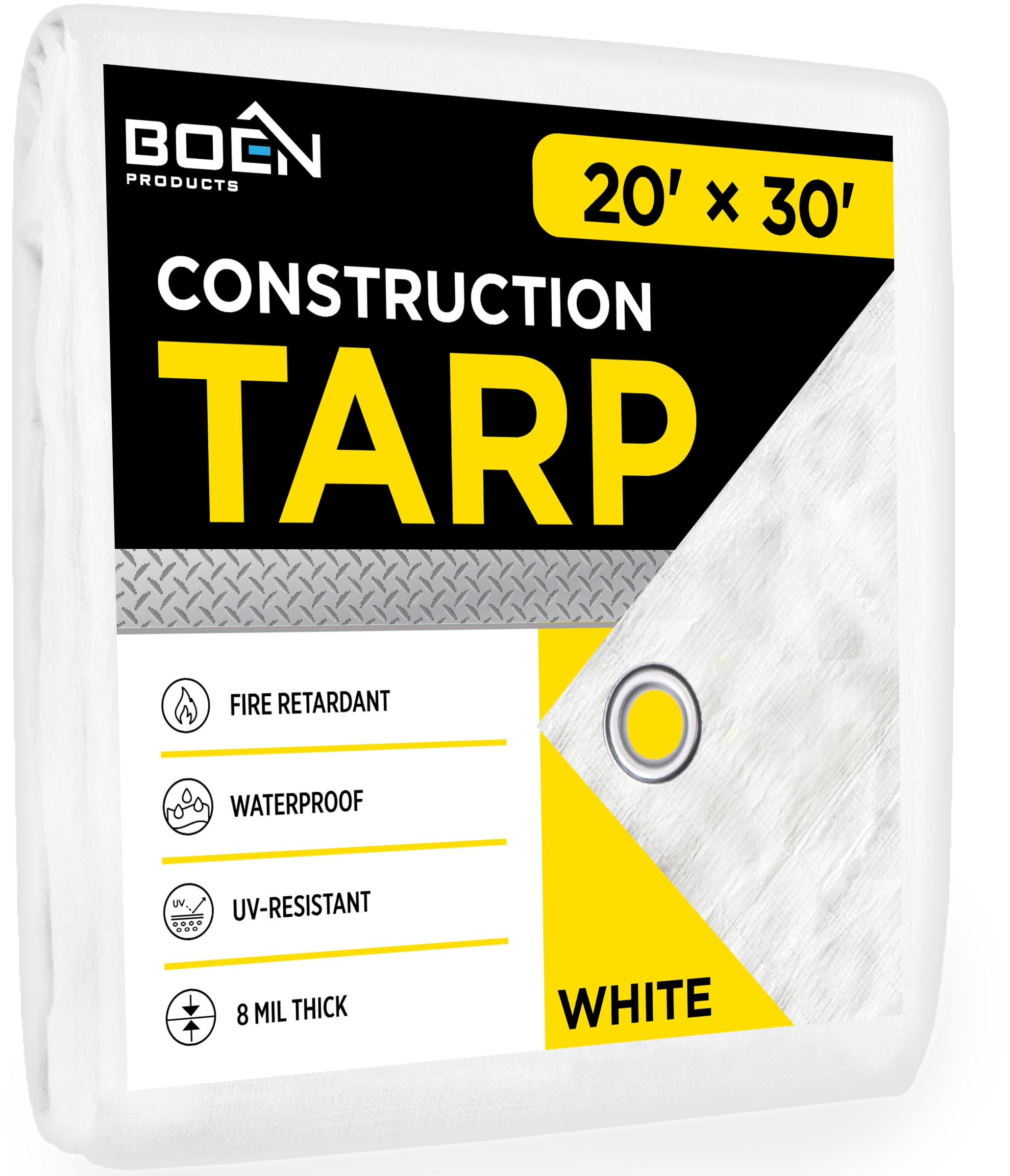 BOEN CT-2030 20-ft x 30-ft White Waterproof Commercial Polyethylene 8-mil Tarp