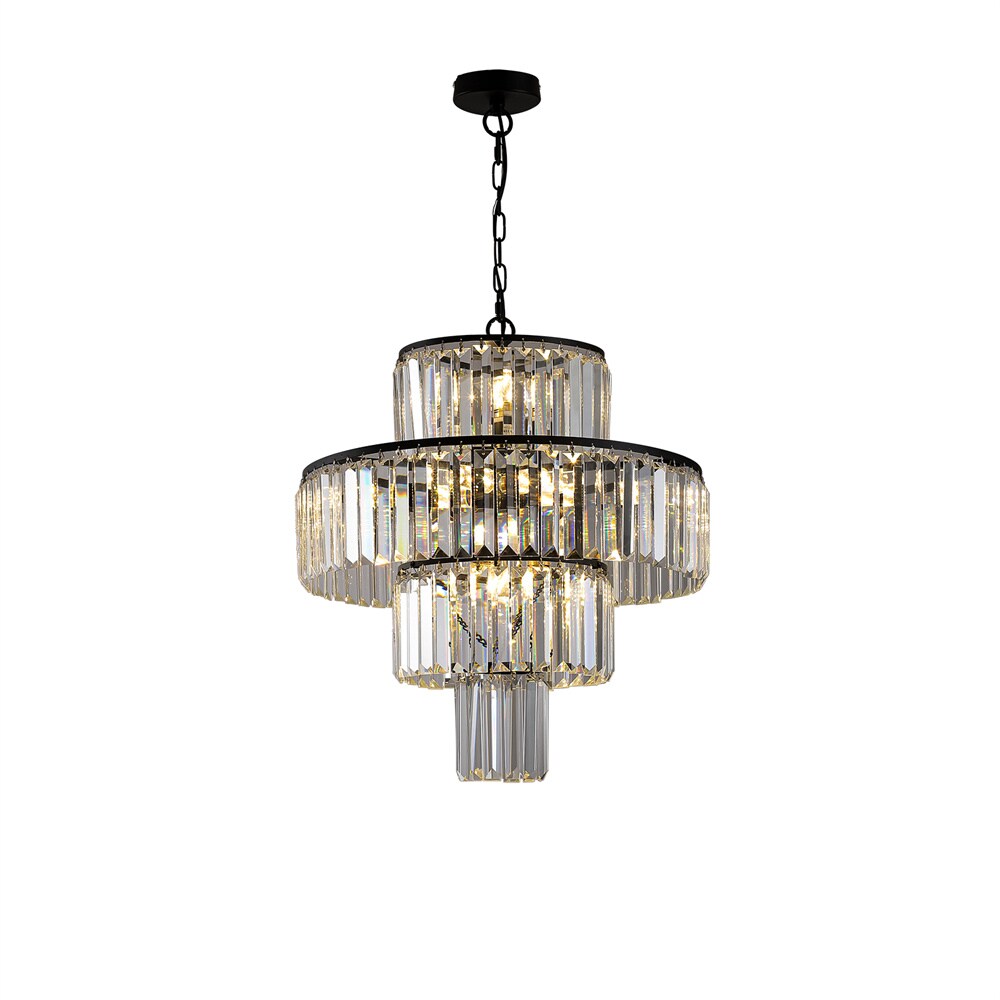 BABOOM BOM-0229ORWMH Crystal Chandelier 12 -Light Black Modern/contemporary Crystal For Use in Bedrooms, Dining Rooms, Foyers, Kitchens, Living Rooms Chandelier