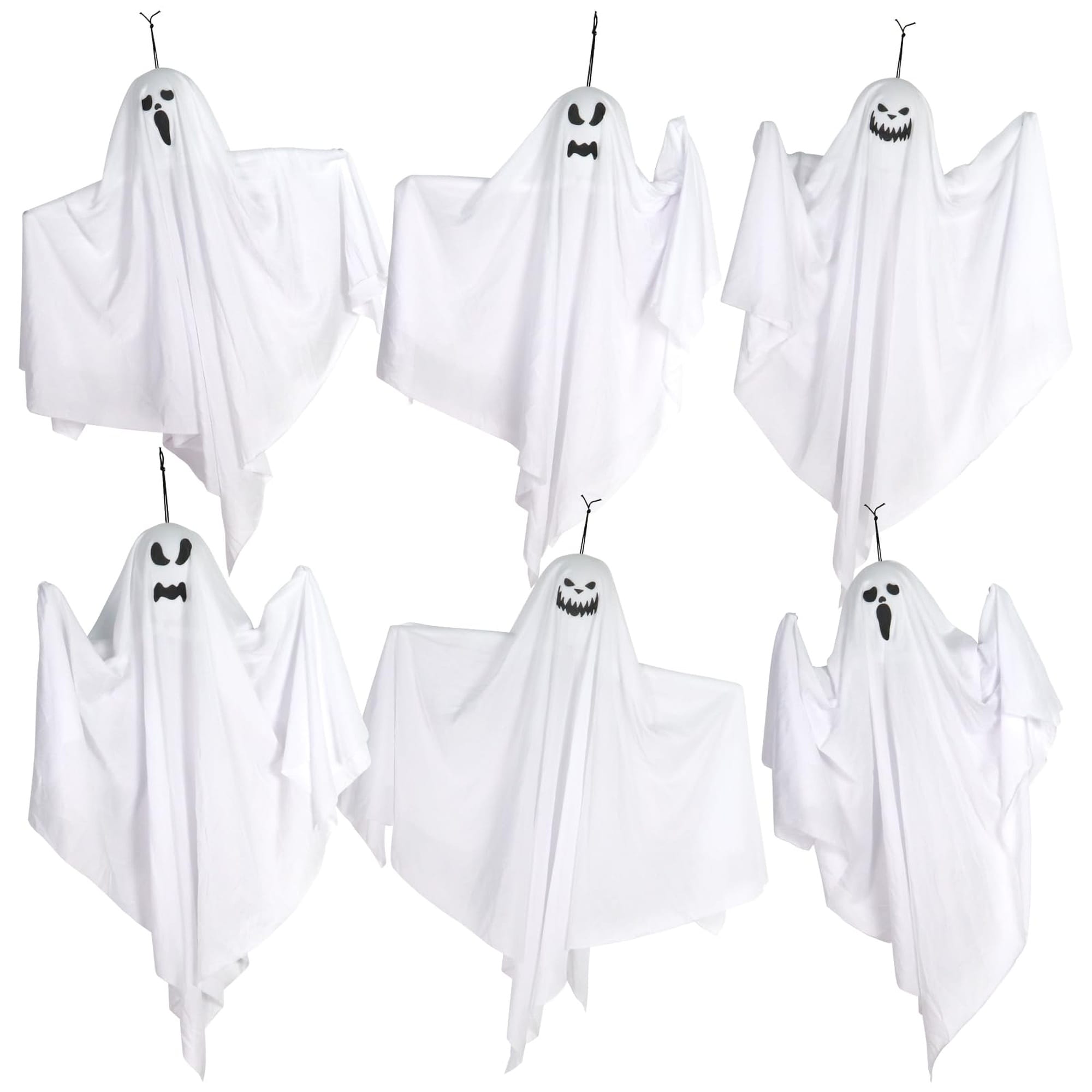 Numhew 27.6 in 6 Pack Hanging Ghost Halloween Decorations White