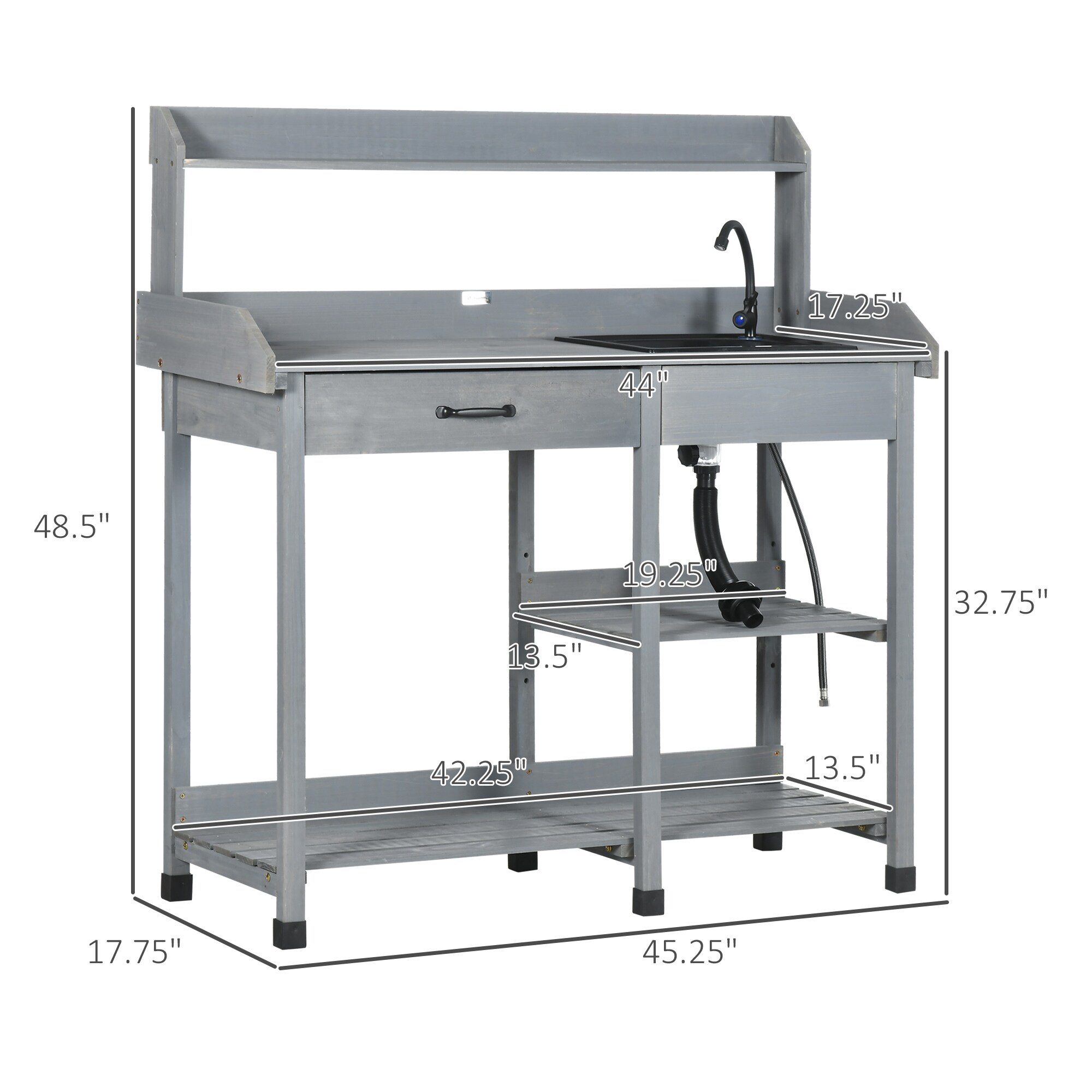 Outsunny 845-543V00GY Potting-Benches - View #3