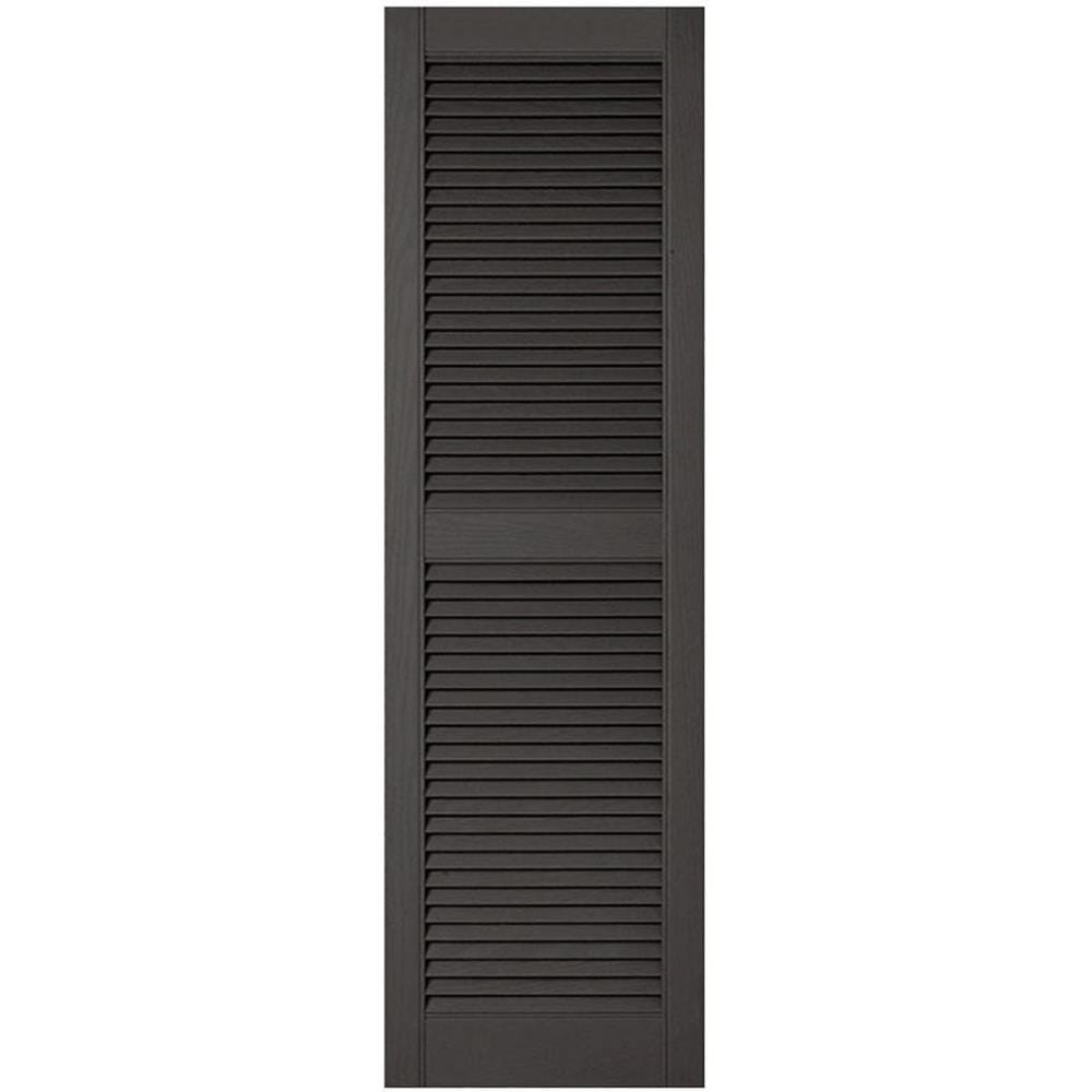 Ekena Millwork LL2C12X03700TG Lifetime Custom Straight Top Center Mullion 12-in W x 37-in H Tuxedo Grey Louvered Exterior Shutters (2-Pack)