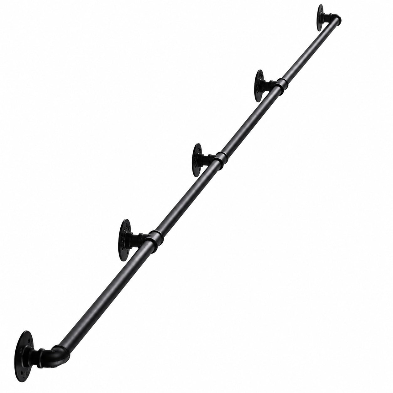 Aoibox  16 ft Wall Mount Industrial Iron Pipe Handrail for Indoor Stairs with Non Slip Grip in Matte Black Finish