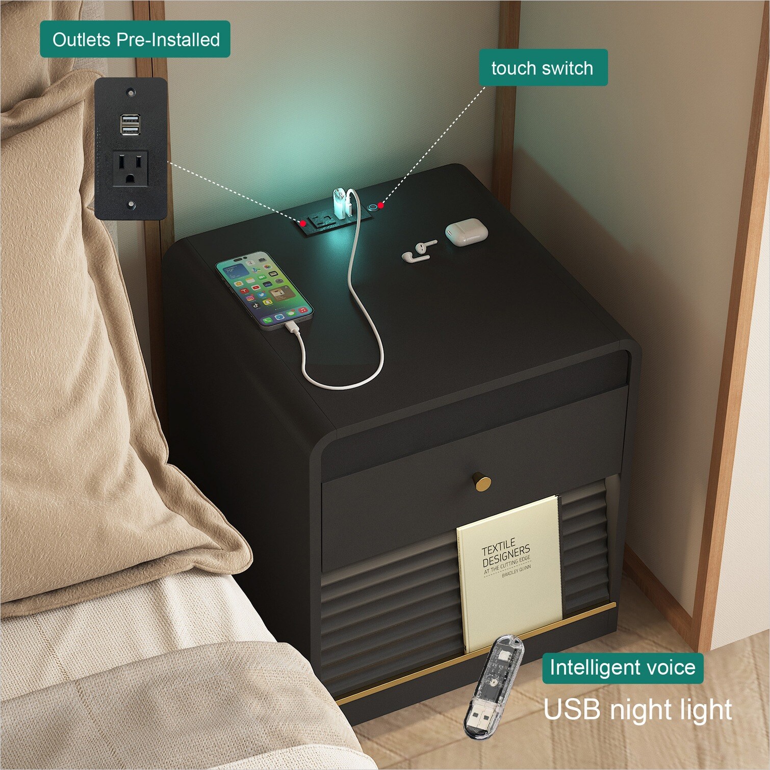 SUNCREAT H4DM3S6I68KS nightstands - View #6