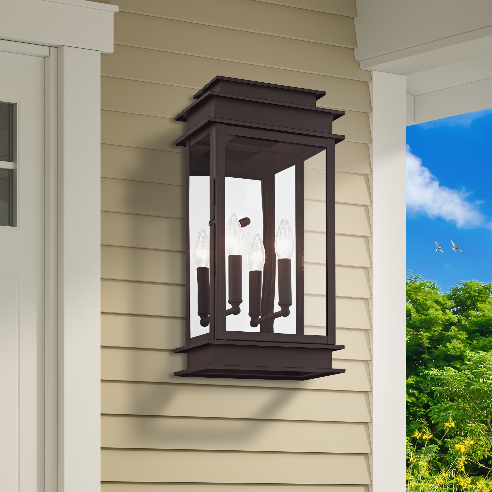 Princeton Classic Bronze 19" Outdoor Wall Lantern with Clear Glass
