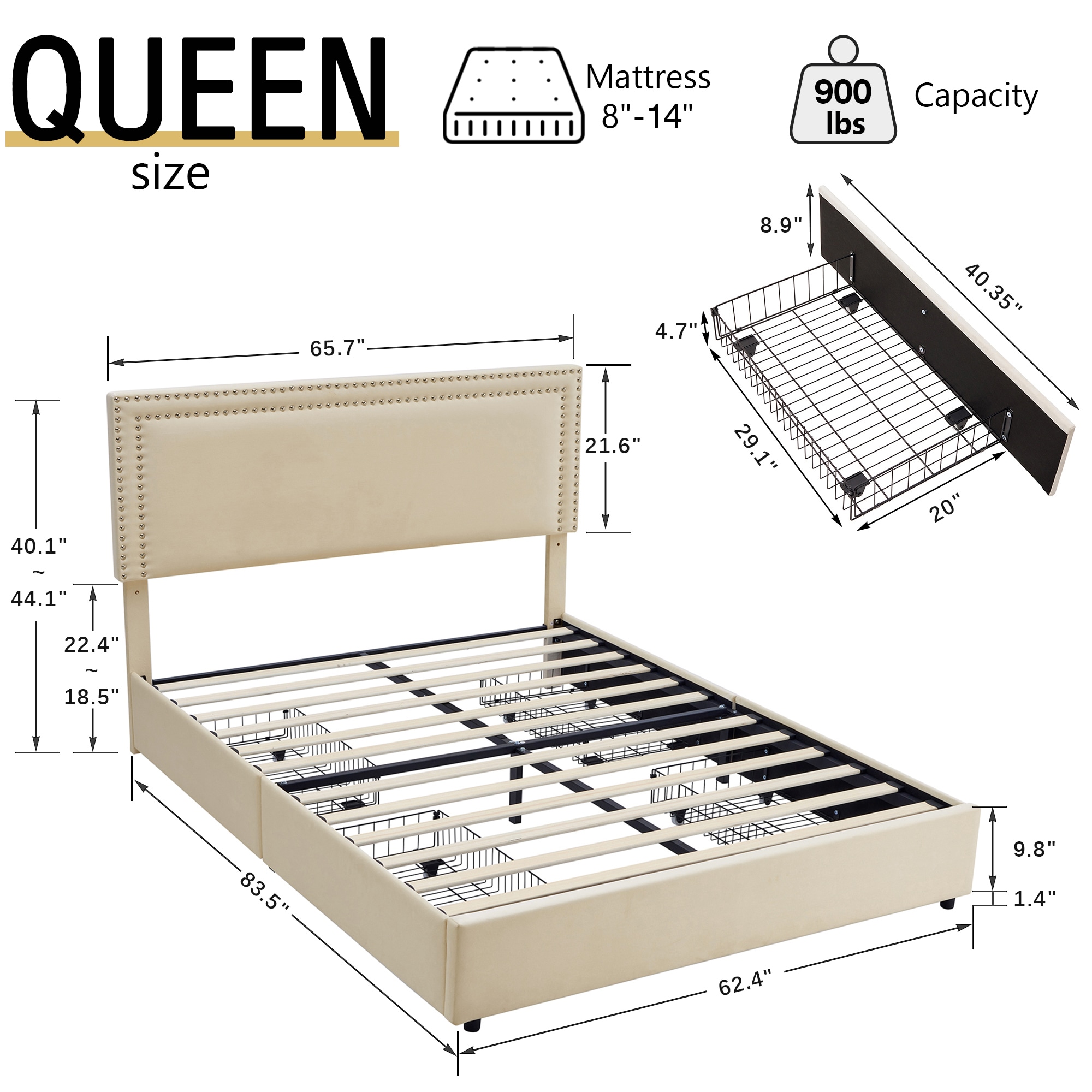 Vecelo LOE-CY-QB05-UP-BGE beds - View #3