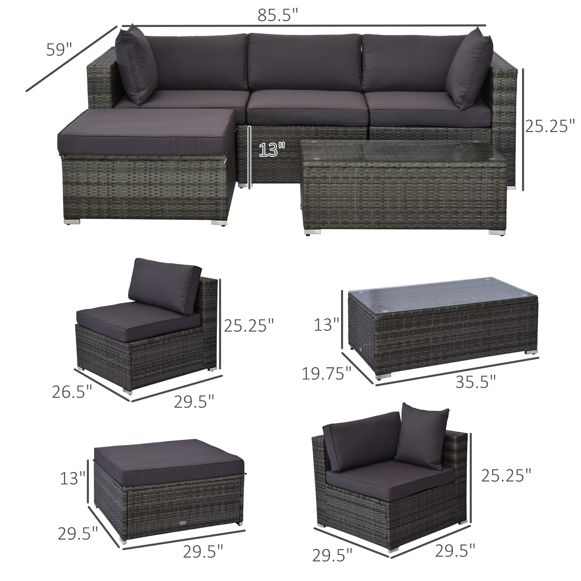 Outsunny 860-097CG Patio-Conversation-Sets - View #3