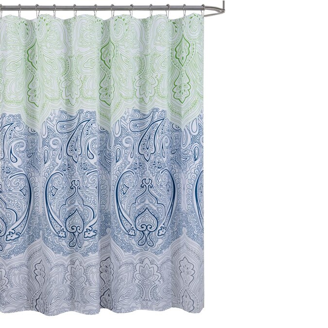 Rt Designers Collection 72 In Polyester, Blue And Green Shower Curtain