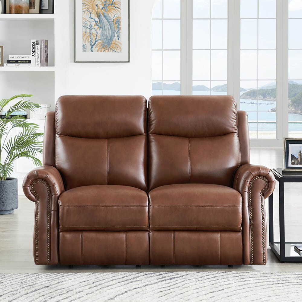 Hydeline Brookfield Cinnamon Brown Top Grain Leather Arm Chair with Removable Cushion