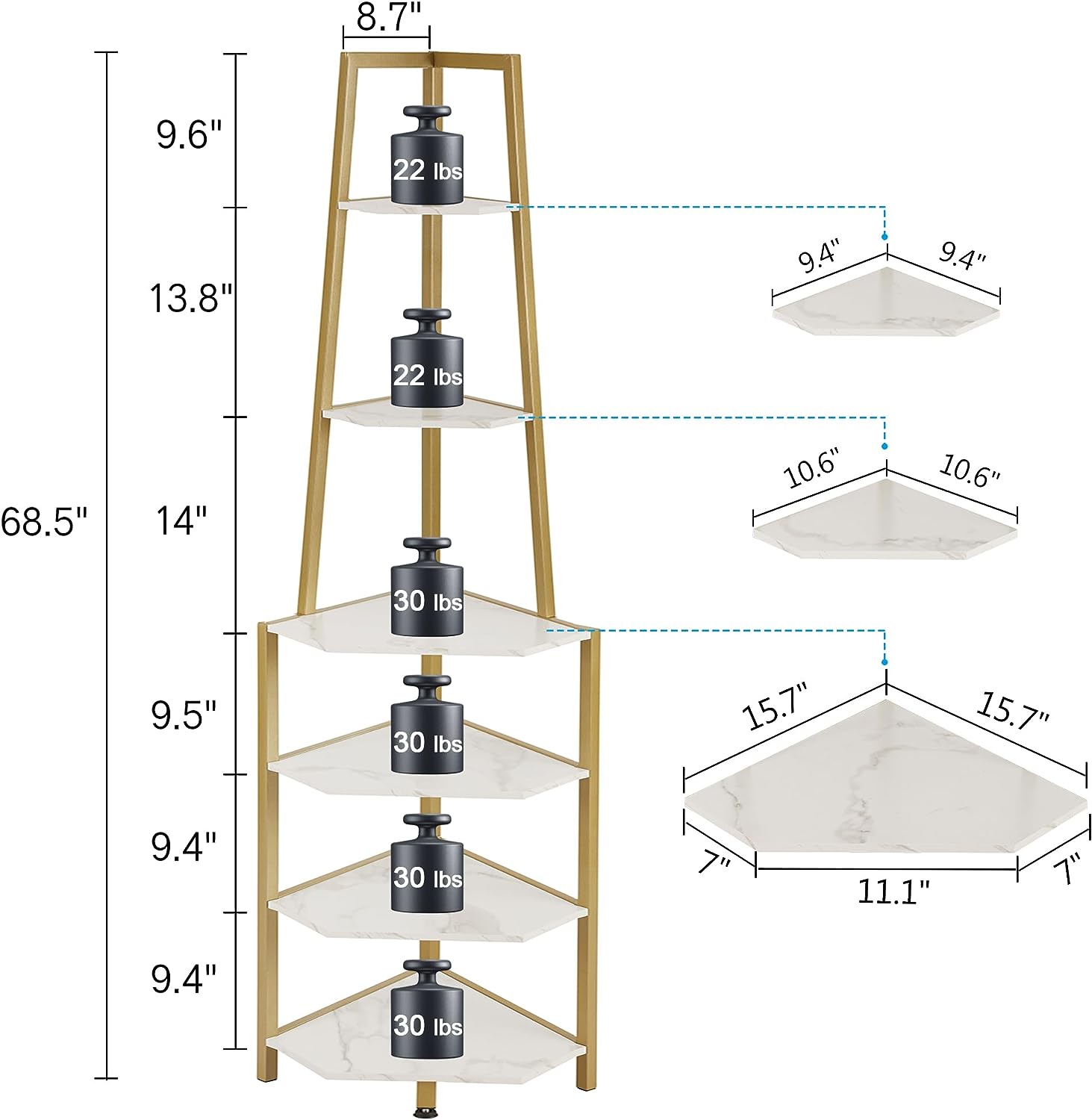Vecelo LOE-XF-CCS03-GLD bookcases - View #7