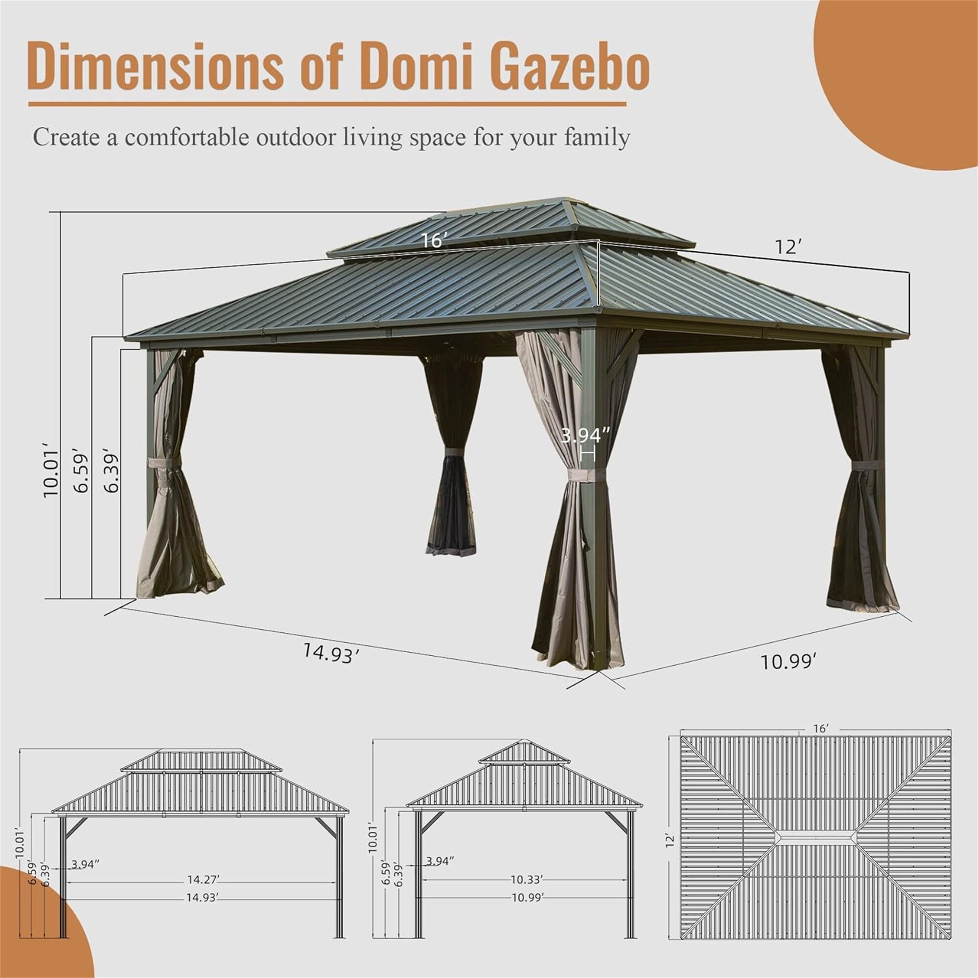 JIMSMAISON BOCPCG32GR Wood-Resin-Gazebos - View #5