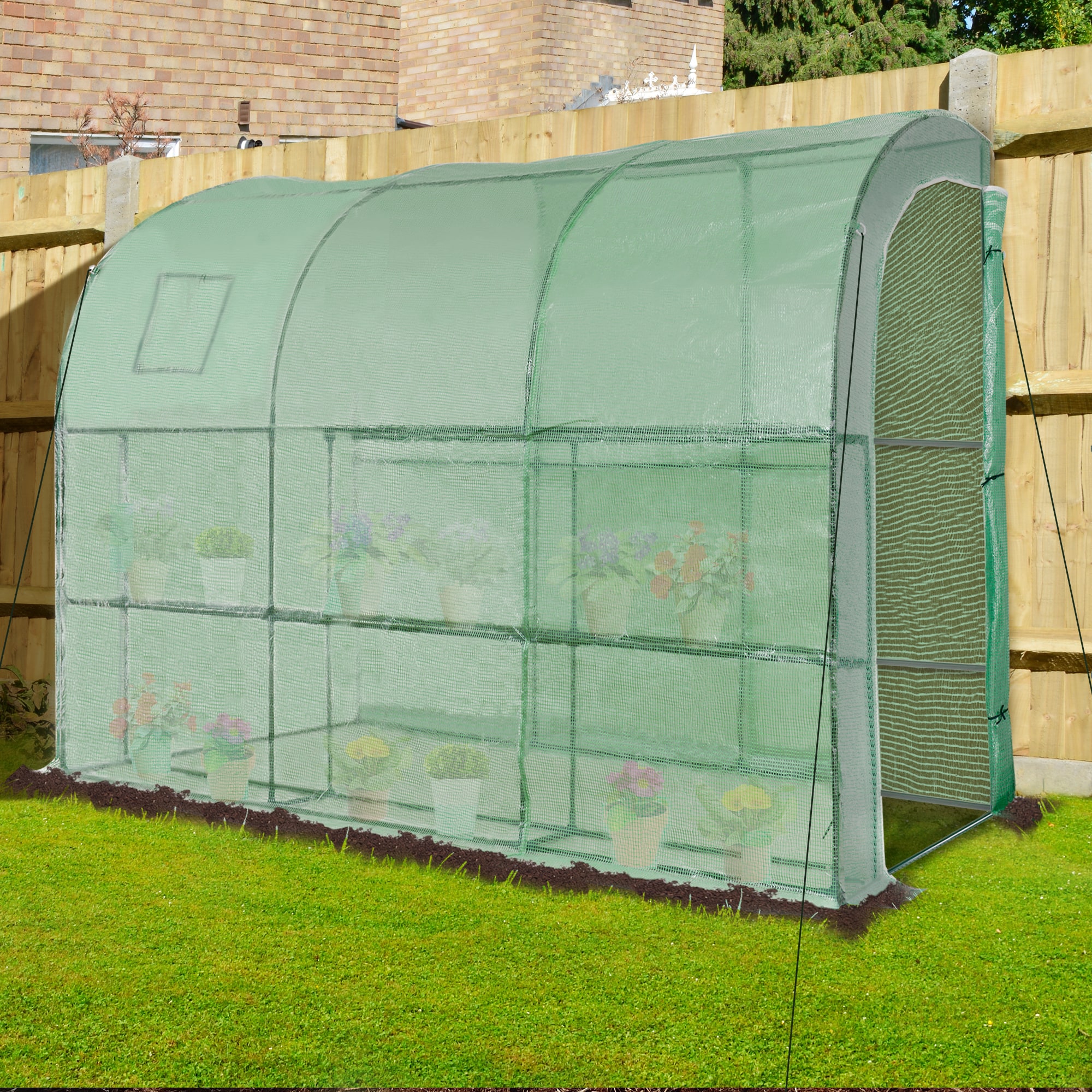 Outsunny 10-ft L x 5-ft W x 7-ft H Green Greenhouse at Lowes.com