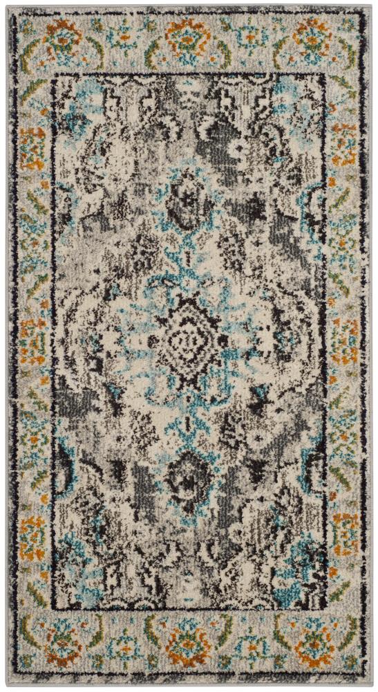 Safavieh MNC243G-24 Monaco Mahal 2 x 4 (ft) Loomed Polypropylene Gray/Light Blue Rectangular Indoor Distressed/Overdyed Oriental Throw rug