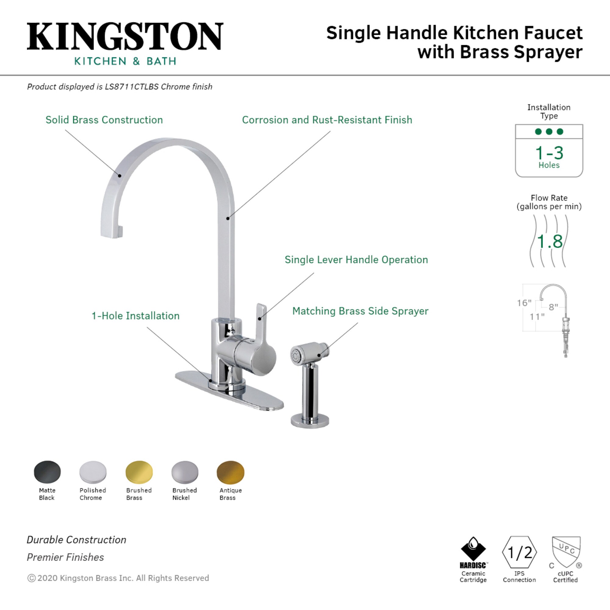 Kingston Brass WLLS8718CTLBS Kitchen-Faucets - View #3