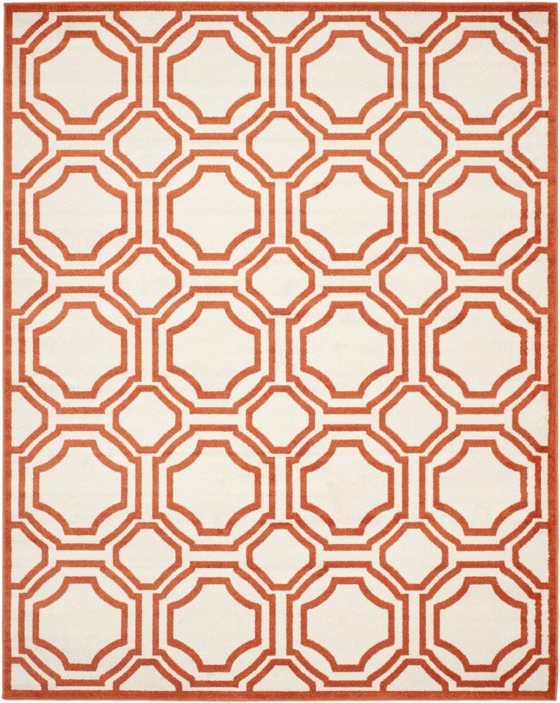 Safavieh AMT411F-8 Mosaic 8 x 10 (ft) Loomed Polypropylene Ivory/Orange Rectangular Indoor/Outdoor Trellis Area rug