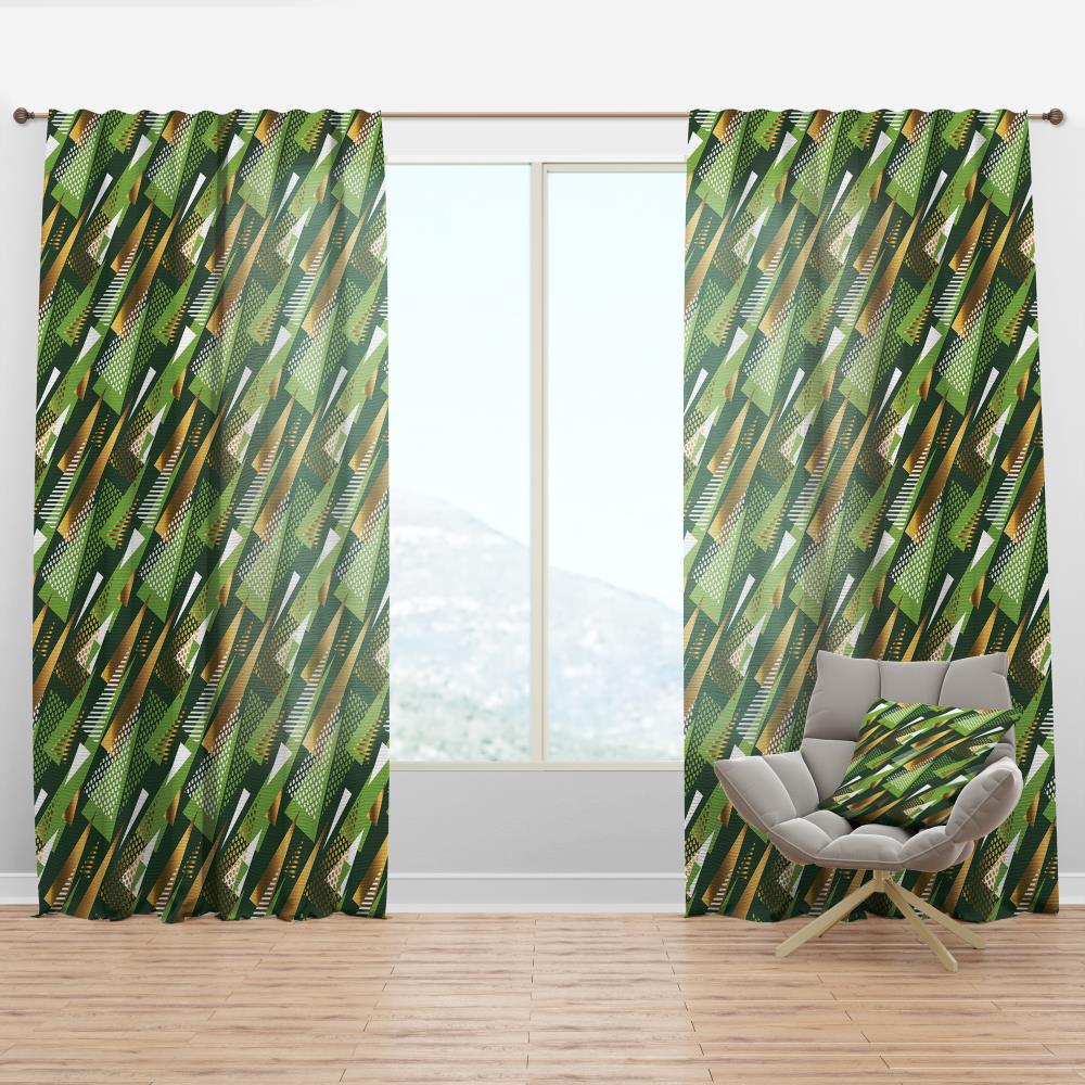 Designart CTN24058-52-120 120-in Green Abstract Room Darkening Thermal Lined Rod Pocket Single Curtain Panel
