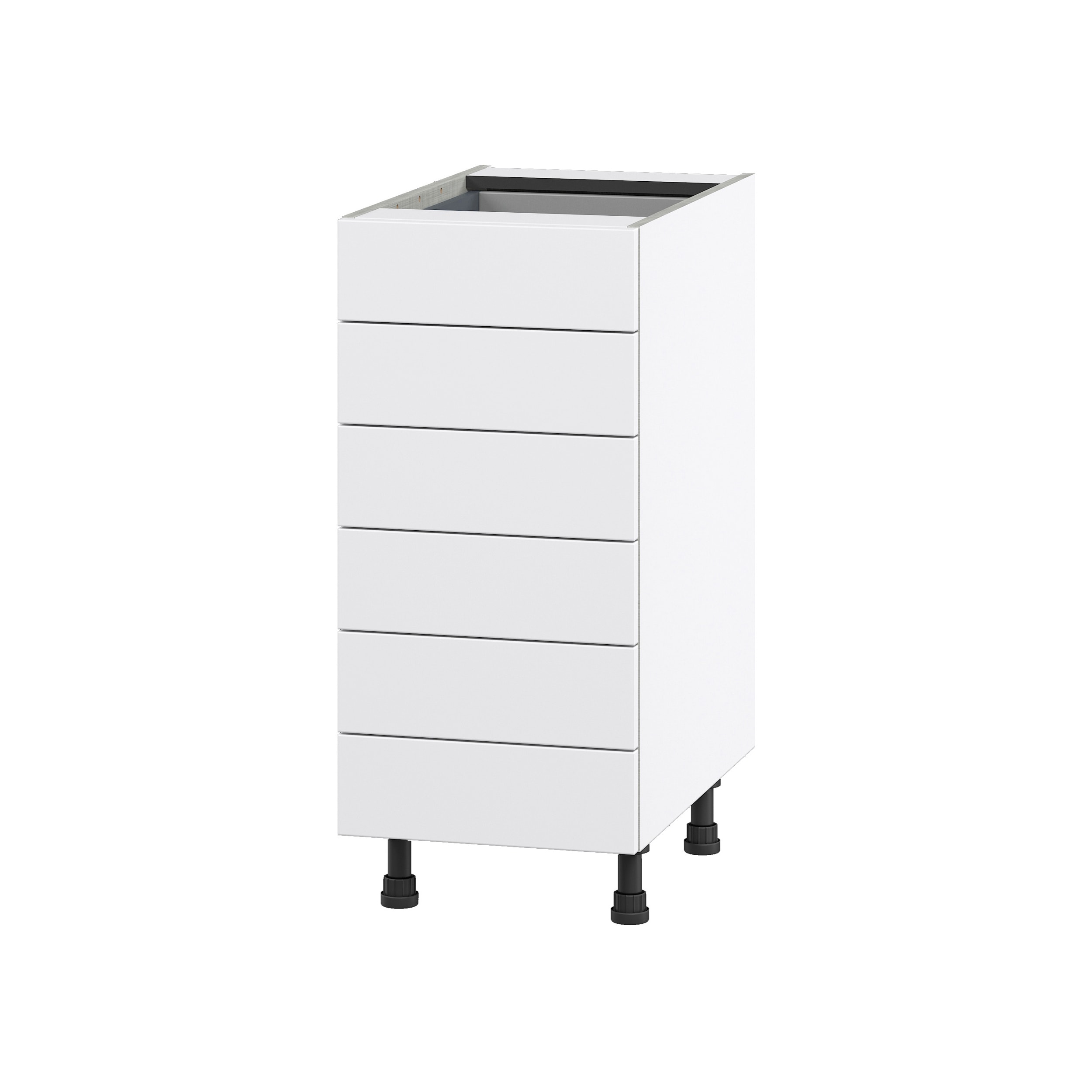 Hugo&Borg Jolie 15-in W x 34.5-in H x 24-in D Warm White 6-Drawer Base Fully Assembled Cabinet
