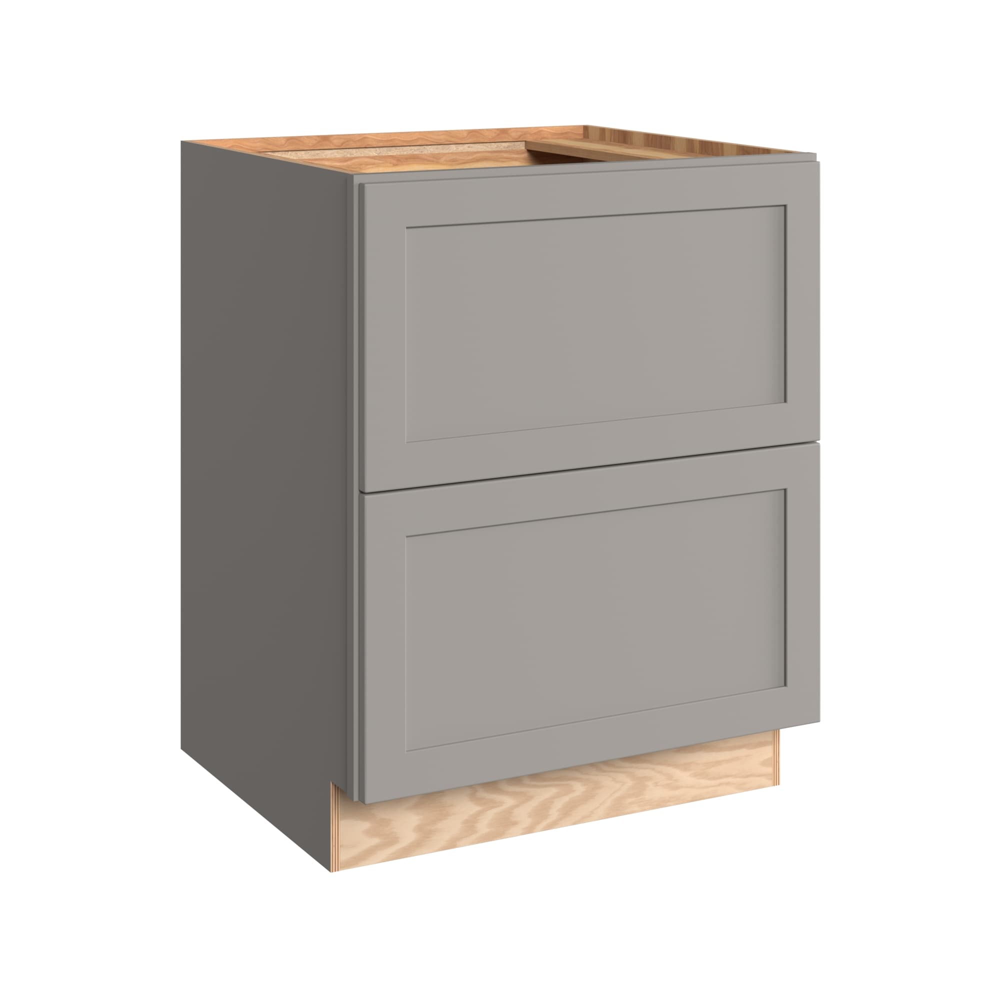 KraftMaid Momentum BPPS27.2G81 Deveron 27-in W x 34.5-in H x 24-in D Pebble Grey 2 -Drawers Drawer Base Fully assembled Plywood Cabinet Recessed Panel Shaker