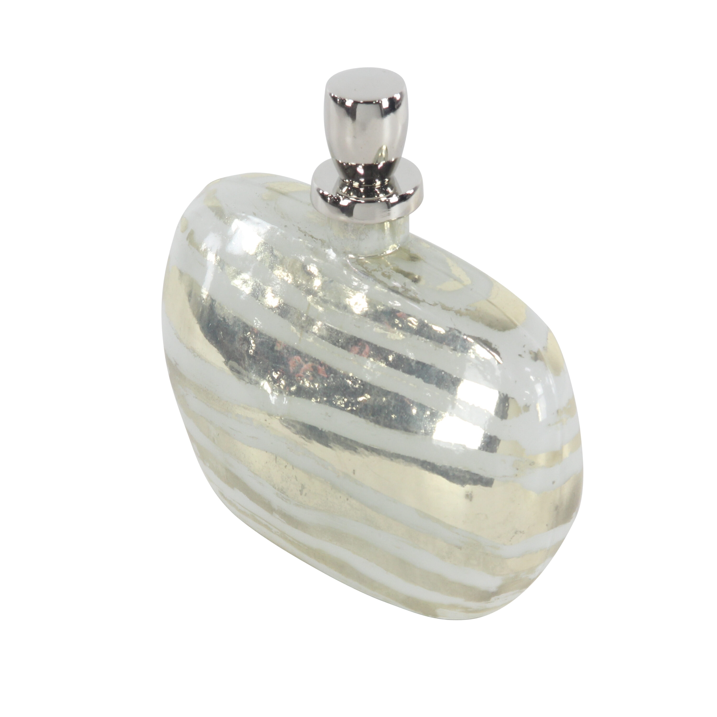 Silver Striped Glass Decorative Jar with Aluminum Stopper