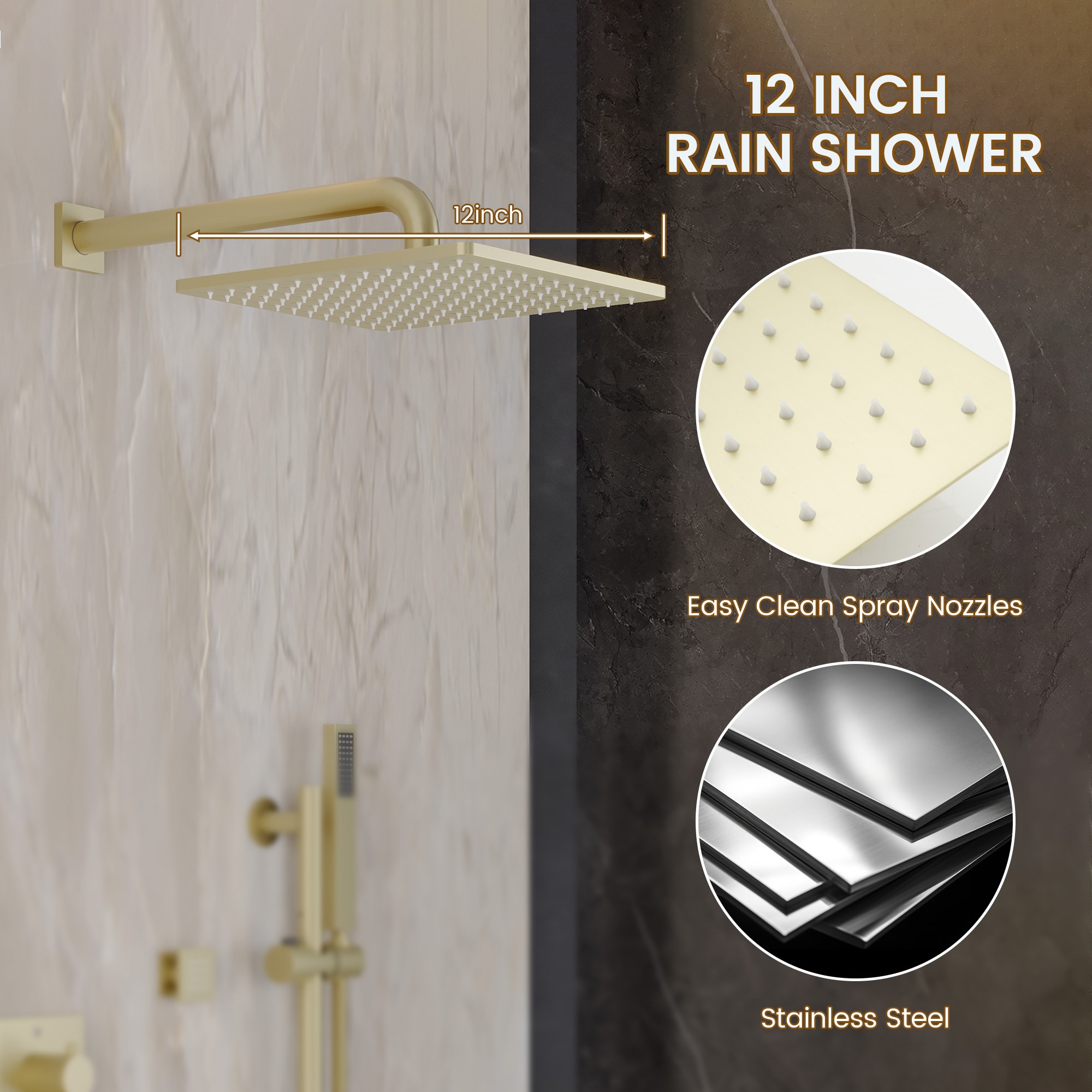 CASAINC CA-A4383-BG Showerhead-Bar-Panels - View #3