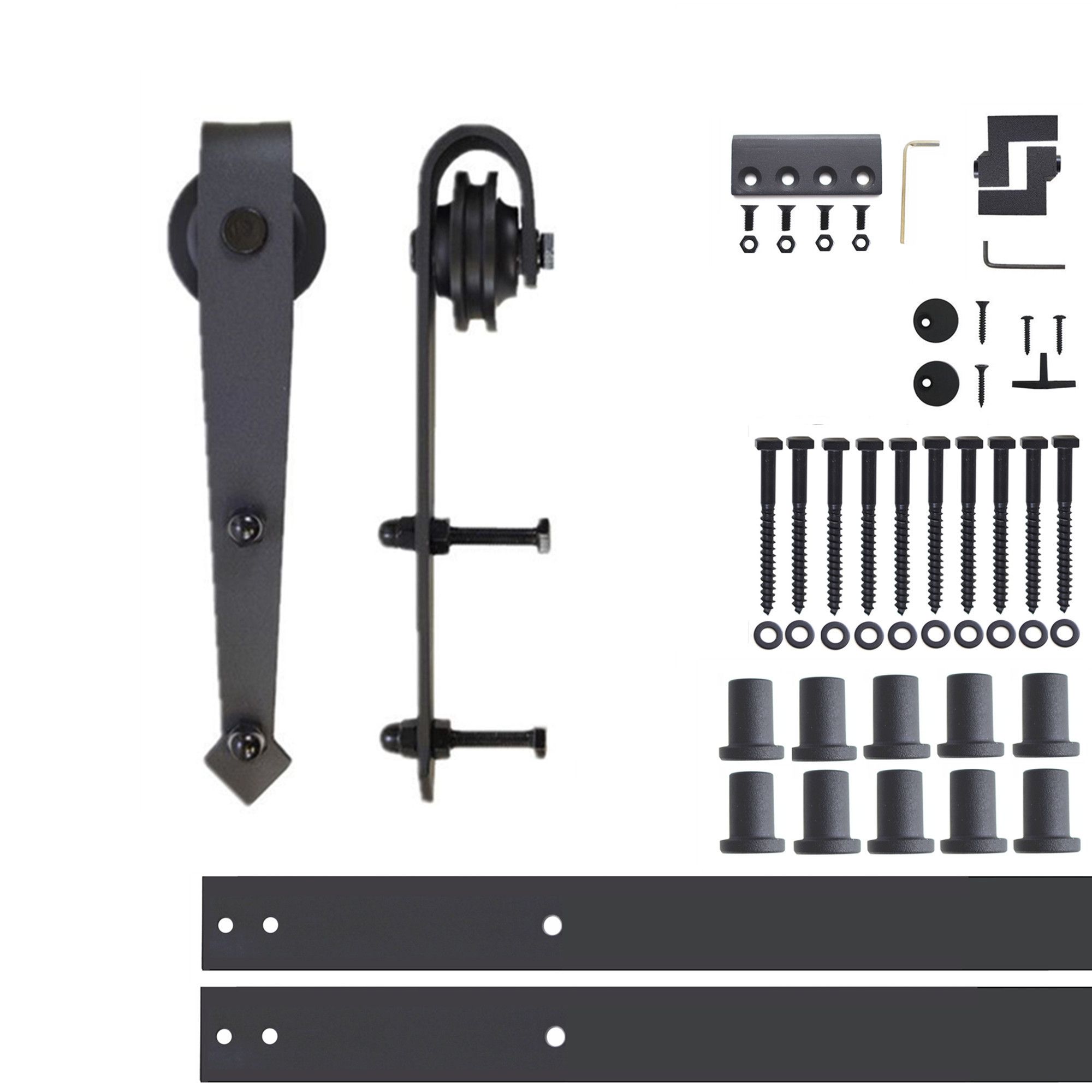 HOMACER 156-in Rustic Black Indoor Top Mount Single Barn Door Hardware Kit DZ1TGH156C Sansujyuku sansujyuku.com