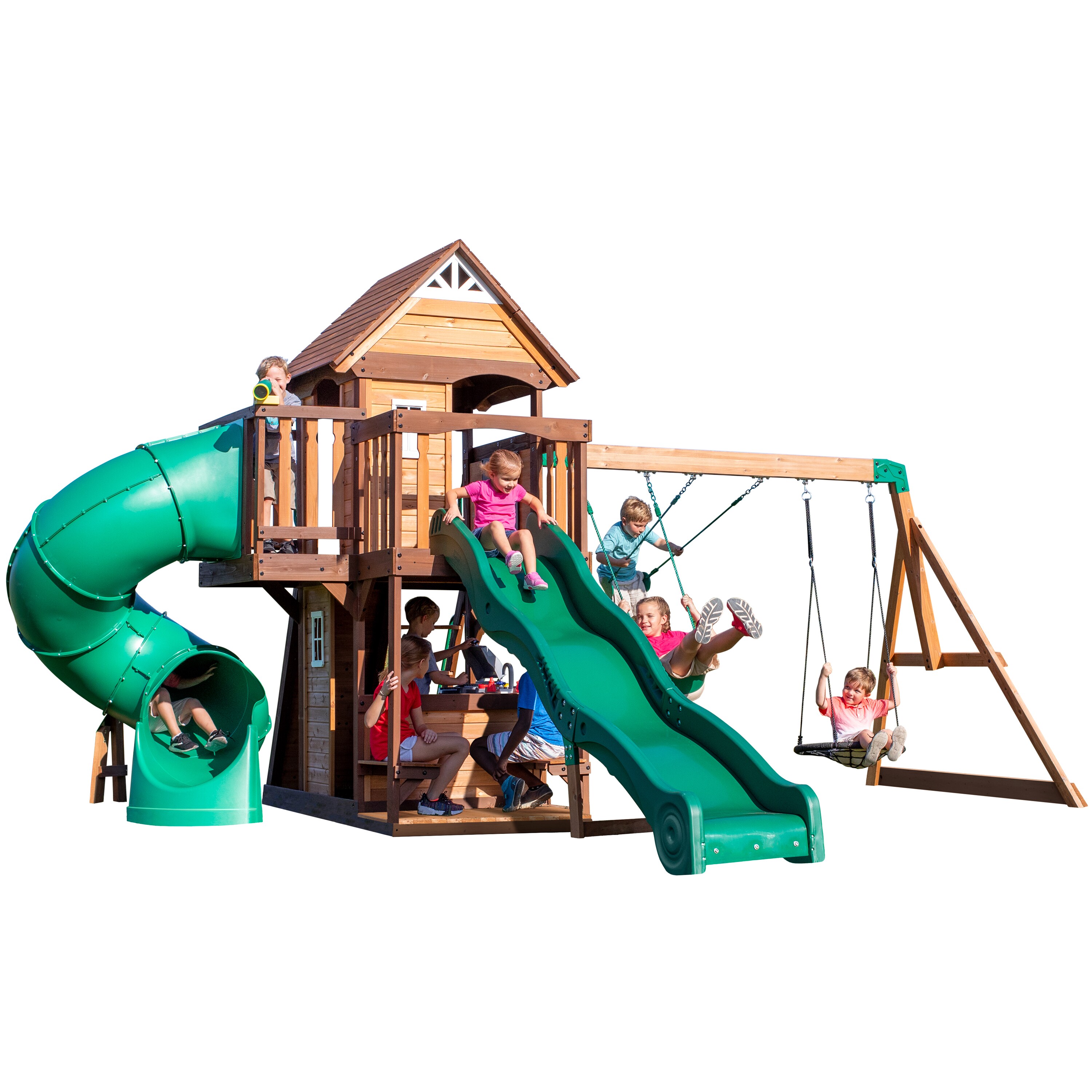 Backyard Discovery Cedar cove Residential Wood Playset with Slide
