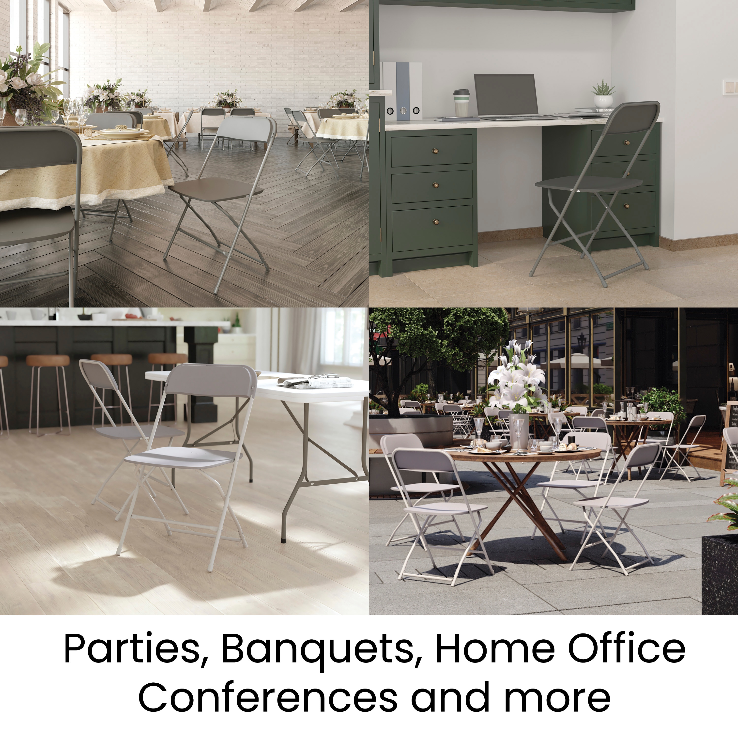 Extra Wide Gray Metal & Plastic Armless Reception Chair